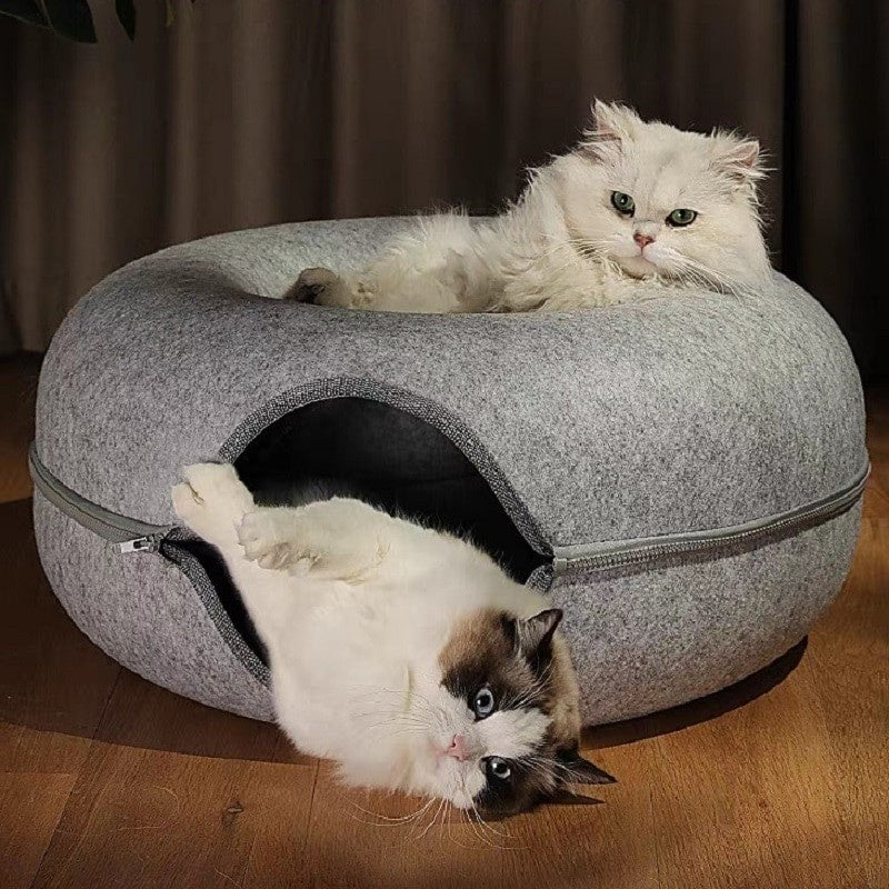 Cat bed donut tunnel bed 50cm - gray