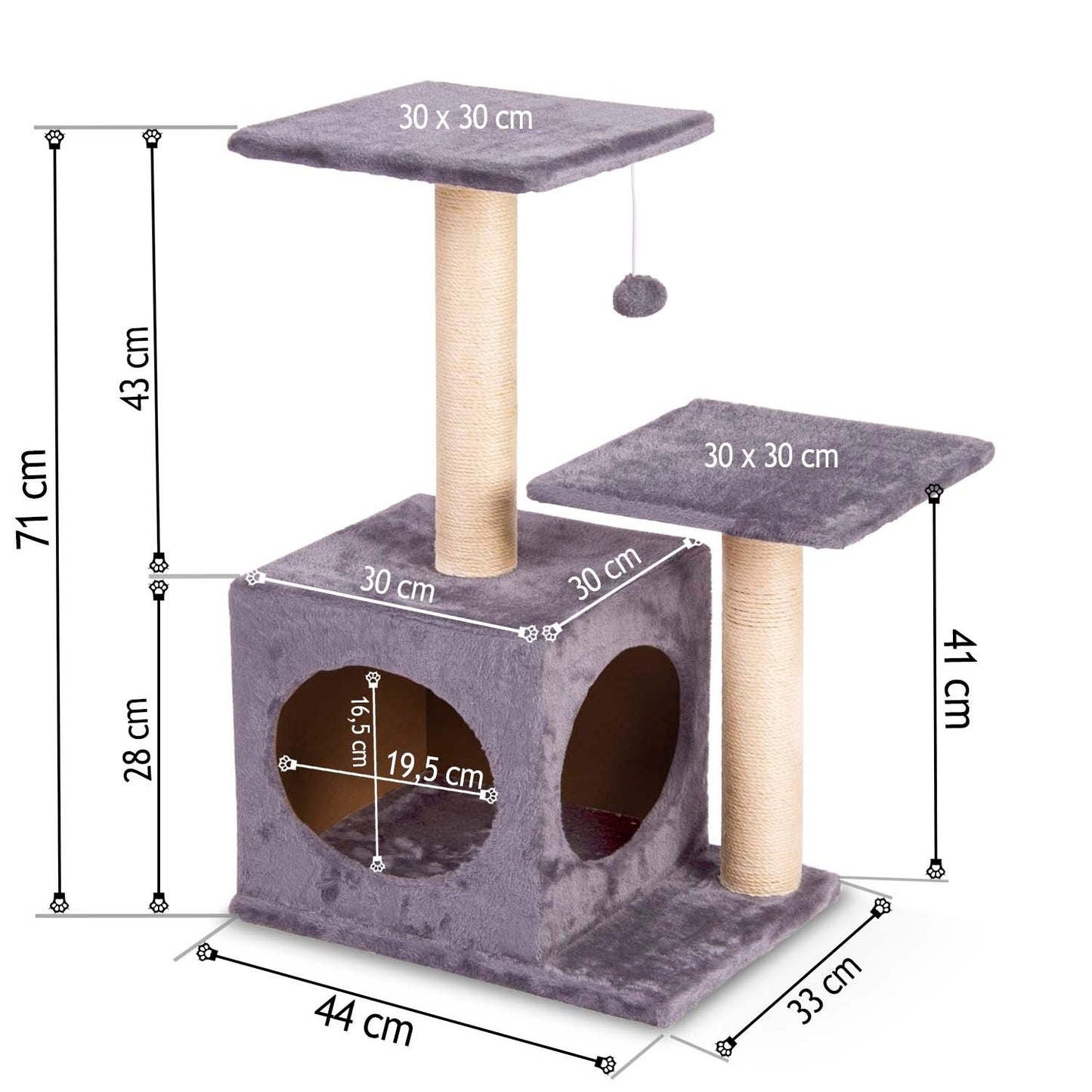 Cat scratcher 71 cm DR-263 Pethaus with mouse, light grey