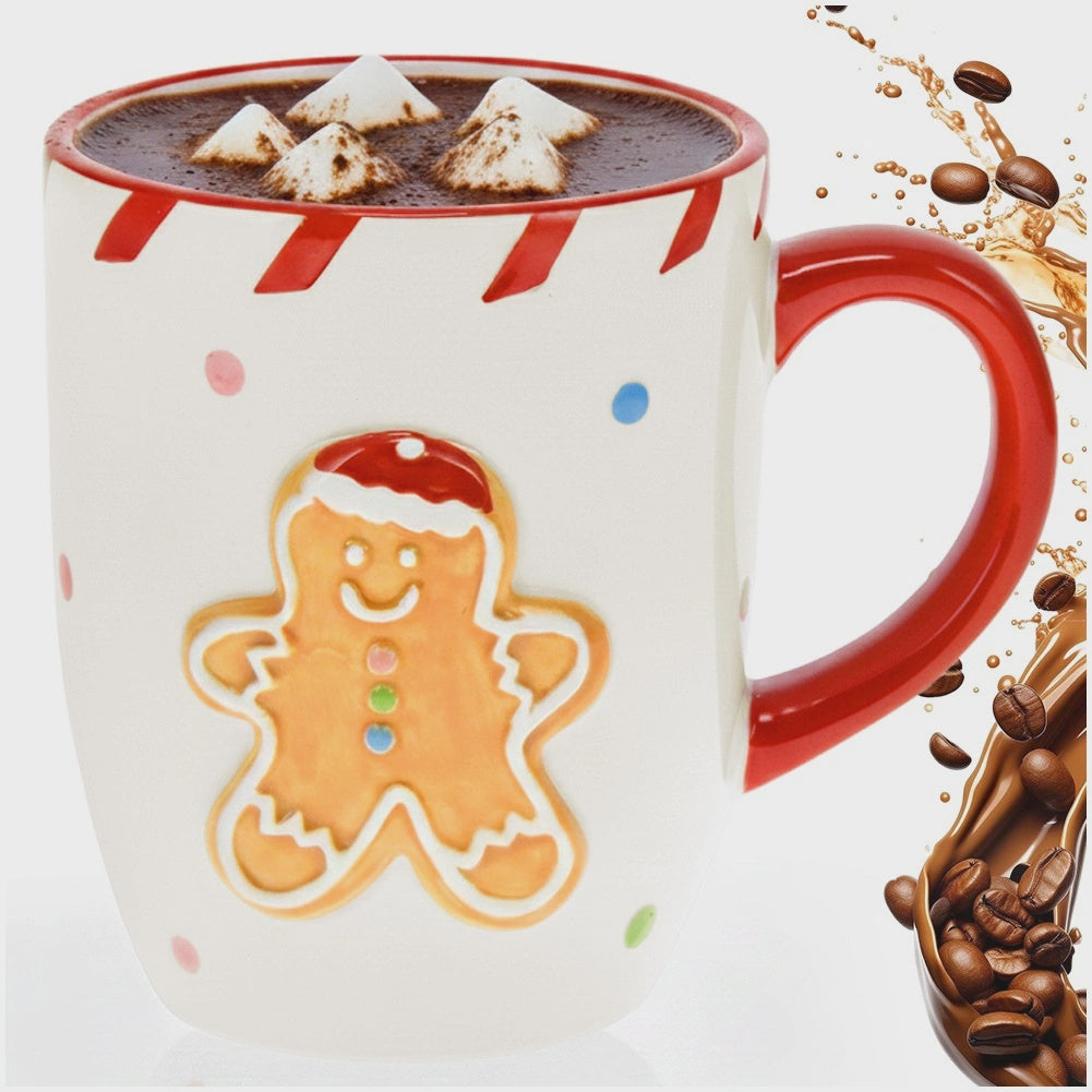Ceramic Christmas Mug, Gingerbread Man Design, 330ml