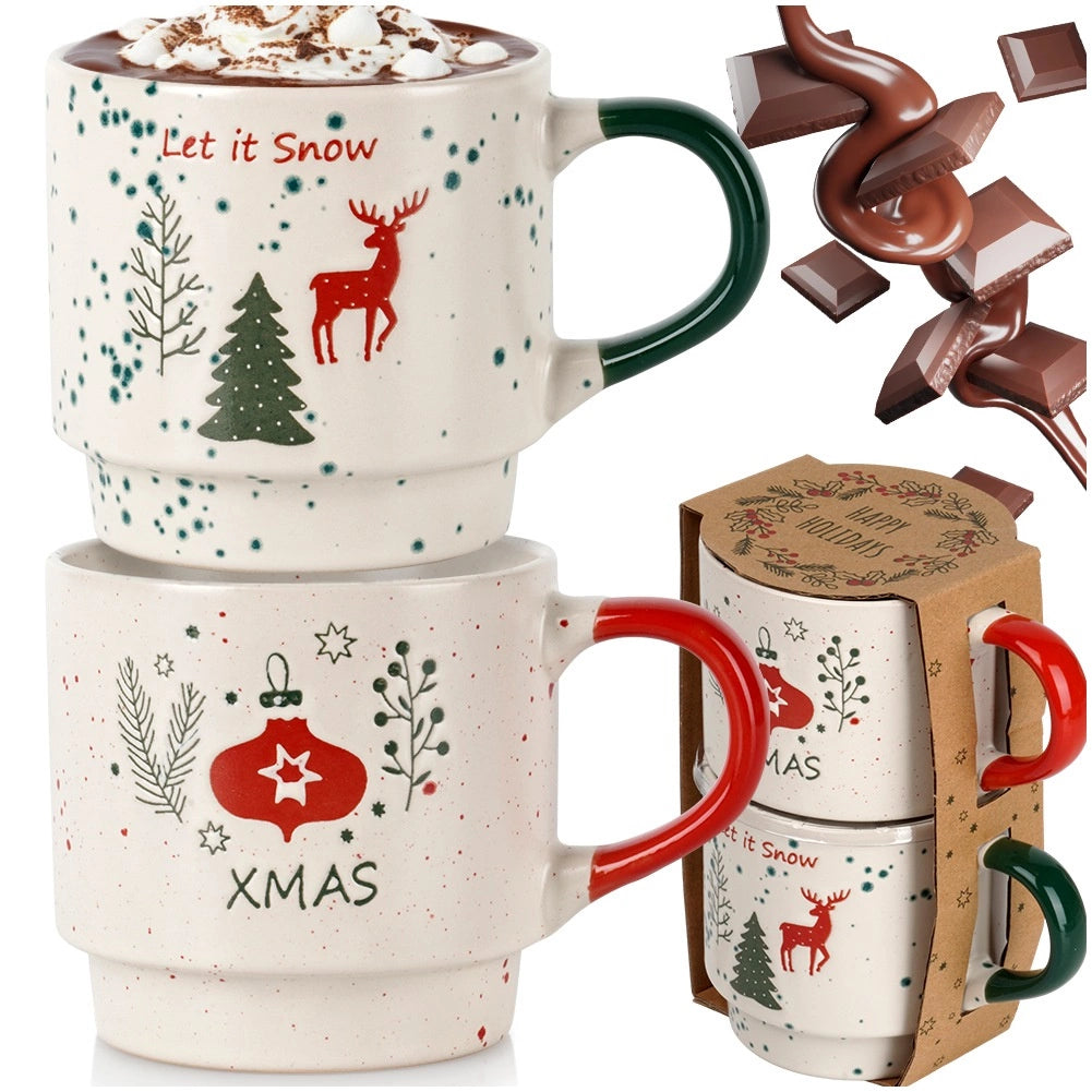 Ceramic Christmas Mugs Set, 350 ml, 2 Pieces
