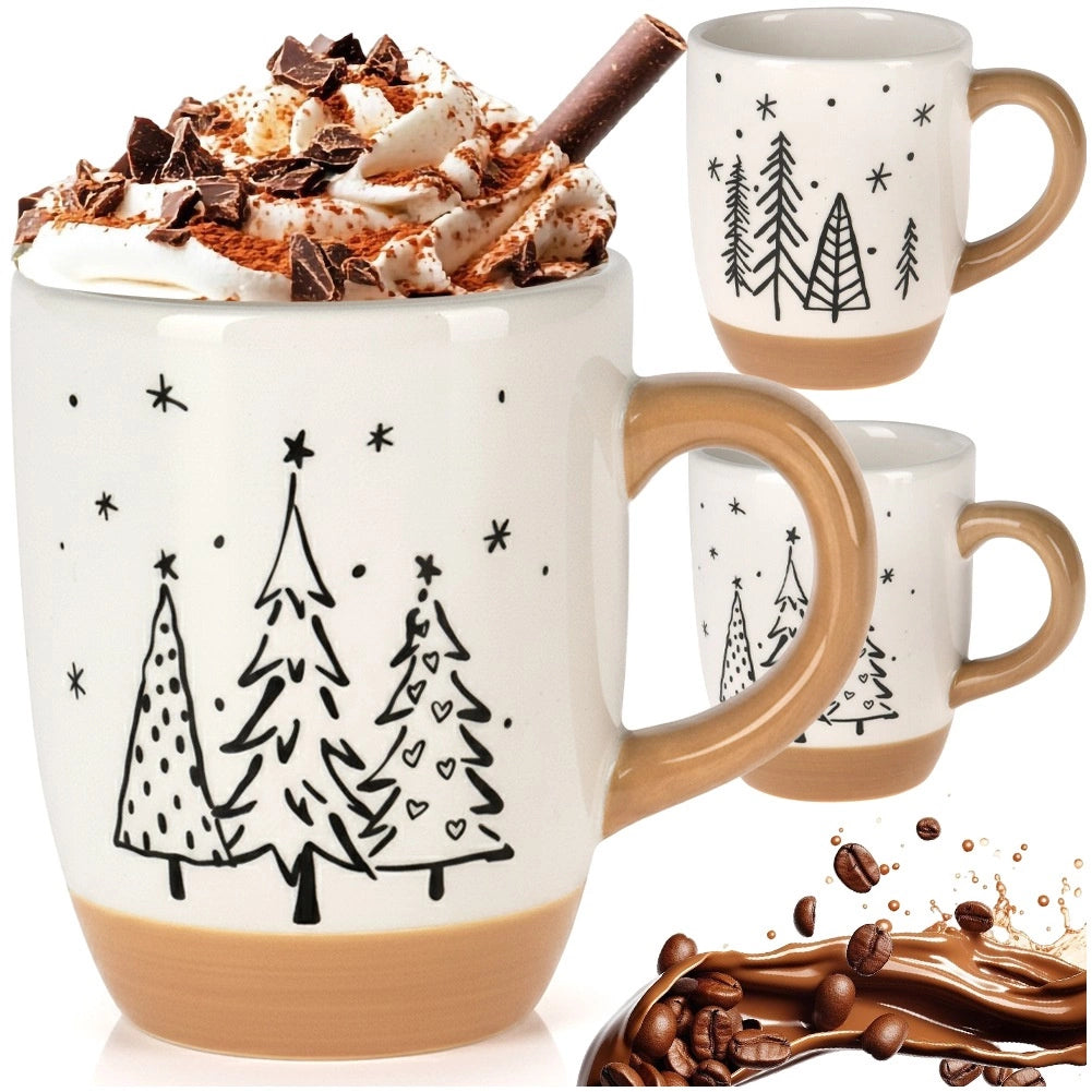 Ceramic Holiday Mug with Tree Design, 330 ml