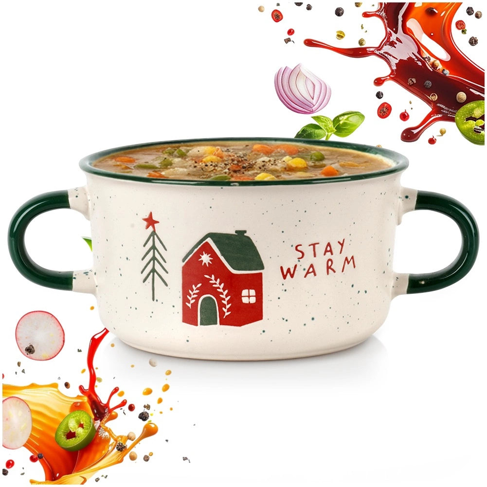Ceramic Soup Bowl, 625 ml, Christmas Design, Stoneware