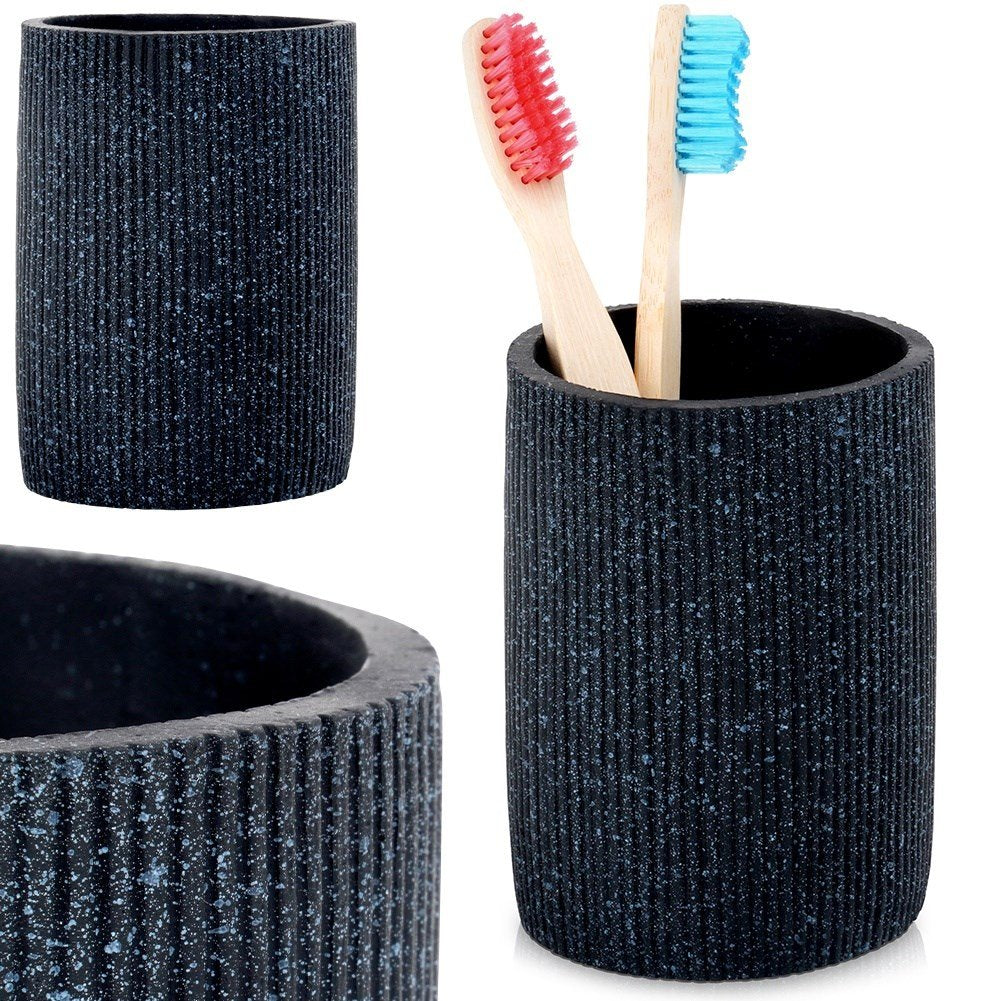 Ceramic Toothbrush Holder with Stone Finish for Bathroom