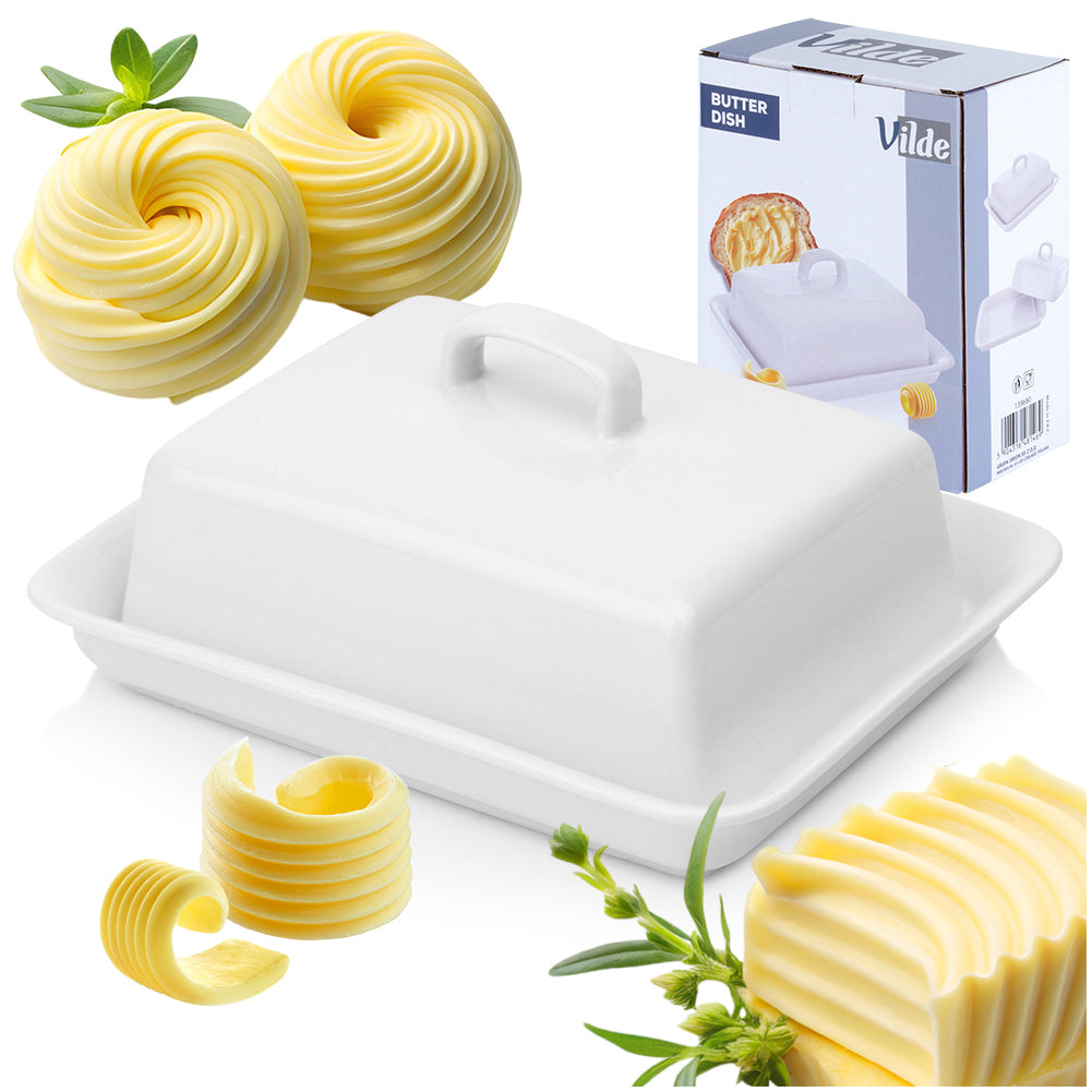 Ceramic butter dish white