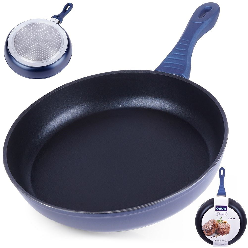 Ceramic frying pan with diamond coating and crystal pieces