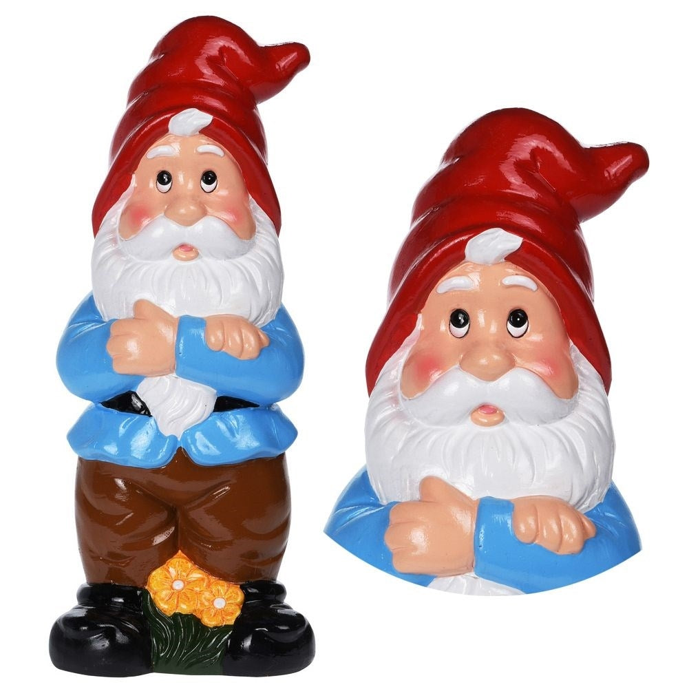 Ceramic garden gnome with red hat, weatherproof