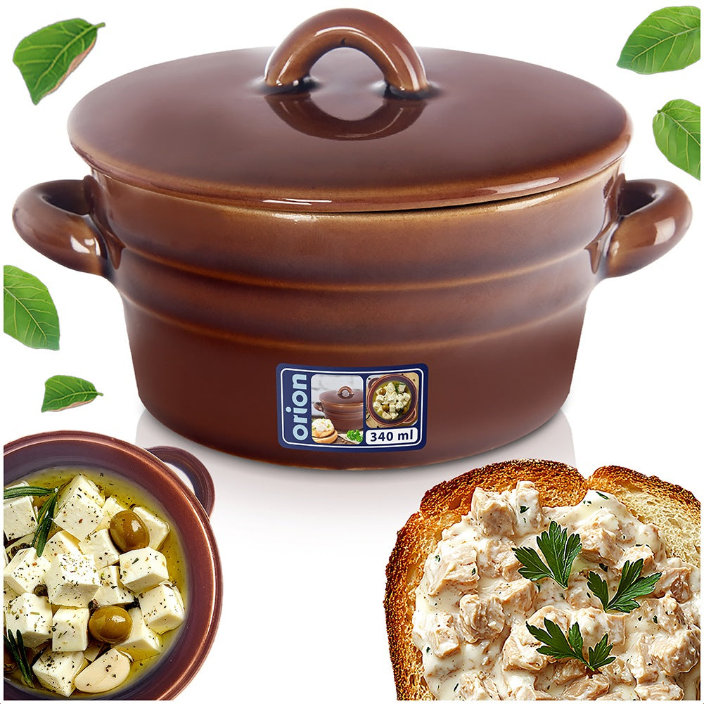 Ceramic lard pot with lid 340 ml