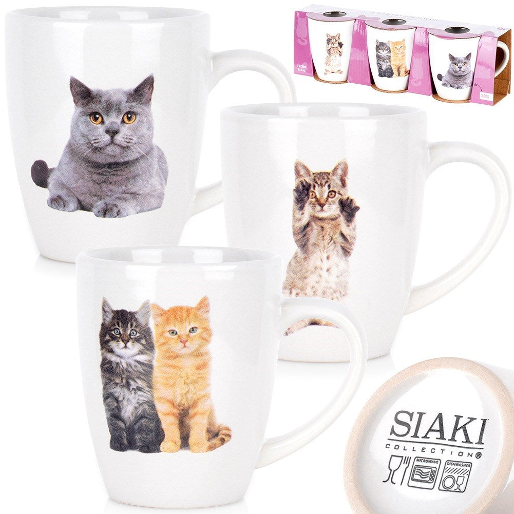 Ceramic mugs cats 220 ml 3 pcs.