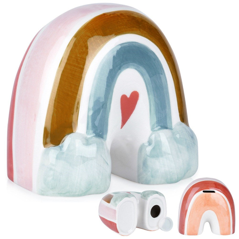 Ceramic piggy bank rainbow