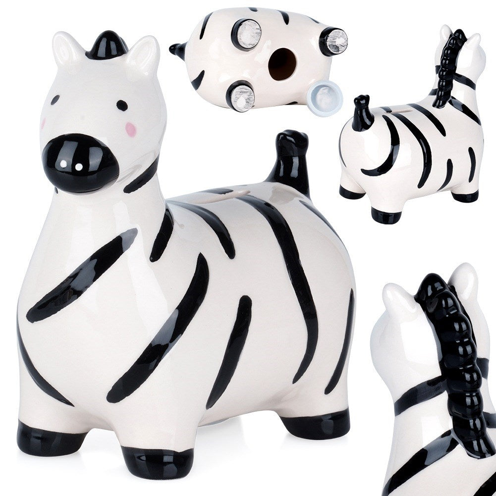 Ceramic piggy bank zebra