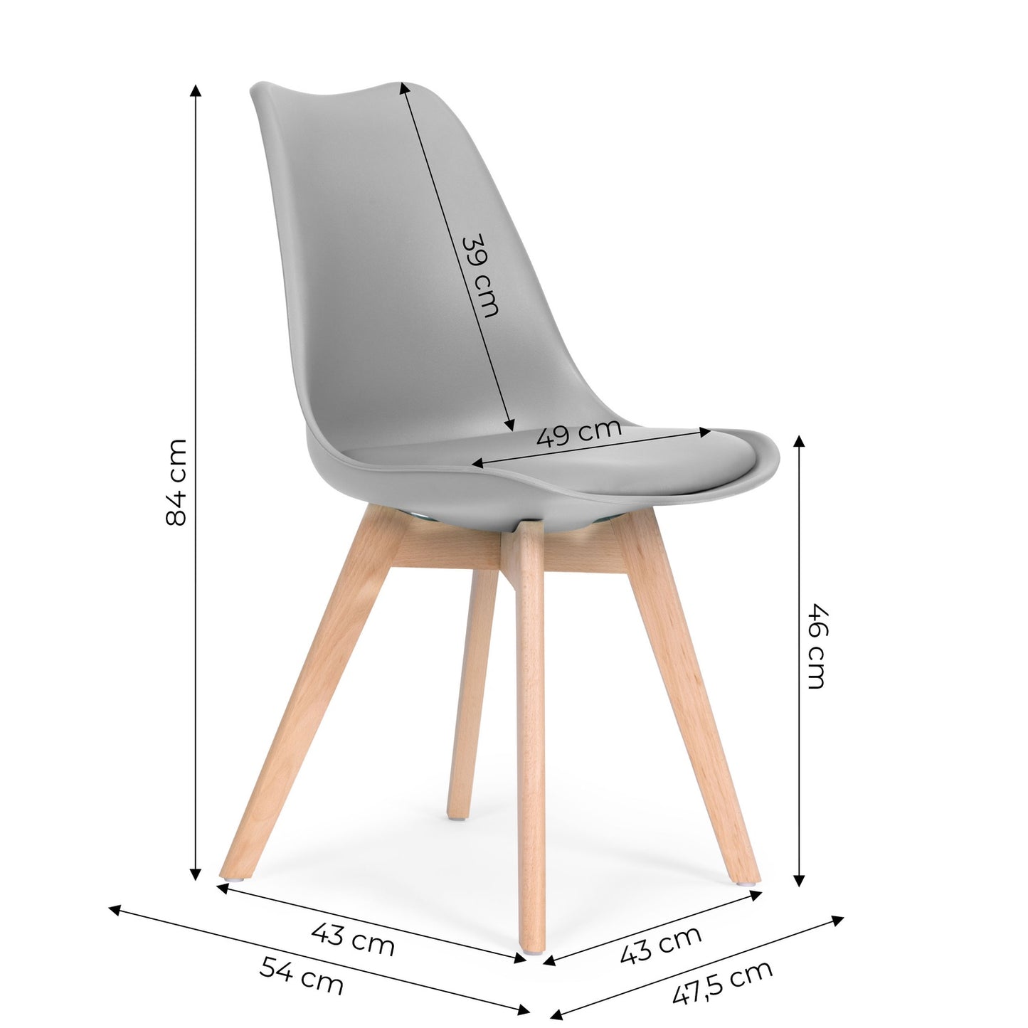 Chair, set of chairs for the living room and dining room with a cushion, Light gray ModernHome