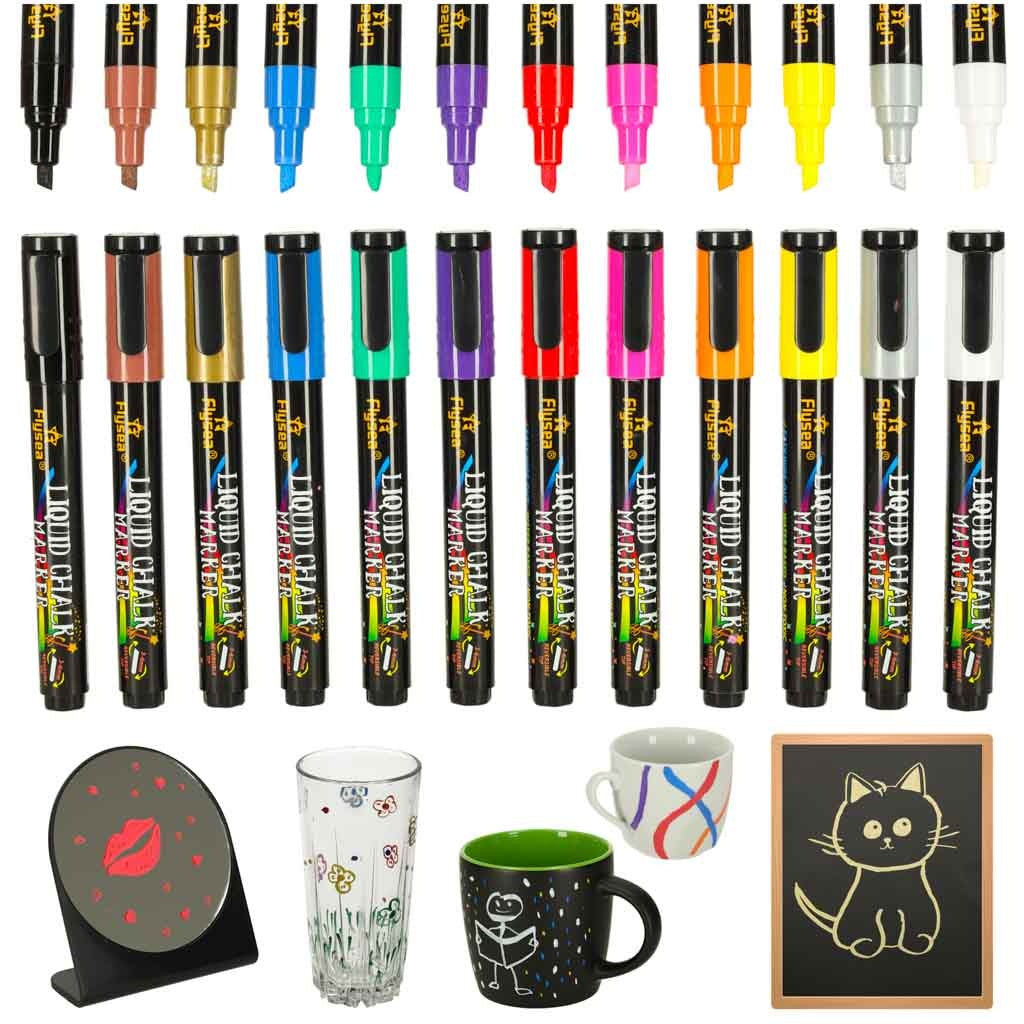 Chalkboard glass markers 12 pcs.