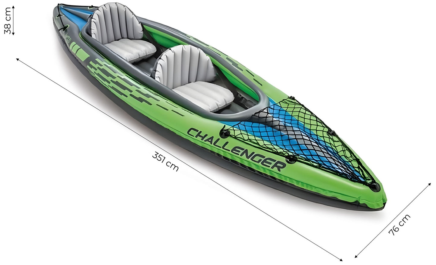 Challenger K2 inflatable kayak for 2 people, oars, pump, cover, INTEX 68306