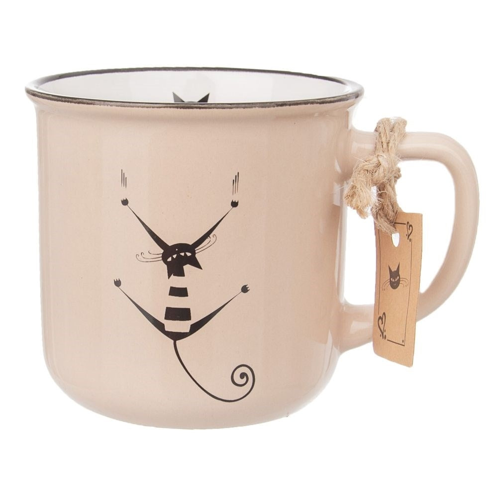 Charming ceramic mug with a cat motif for coffee and tea