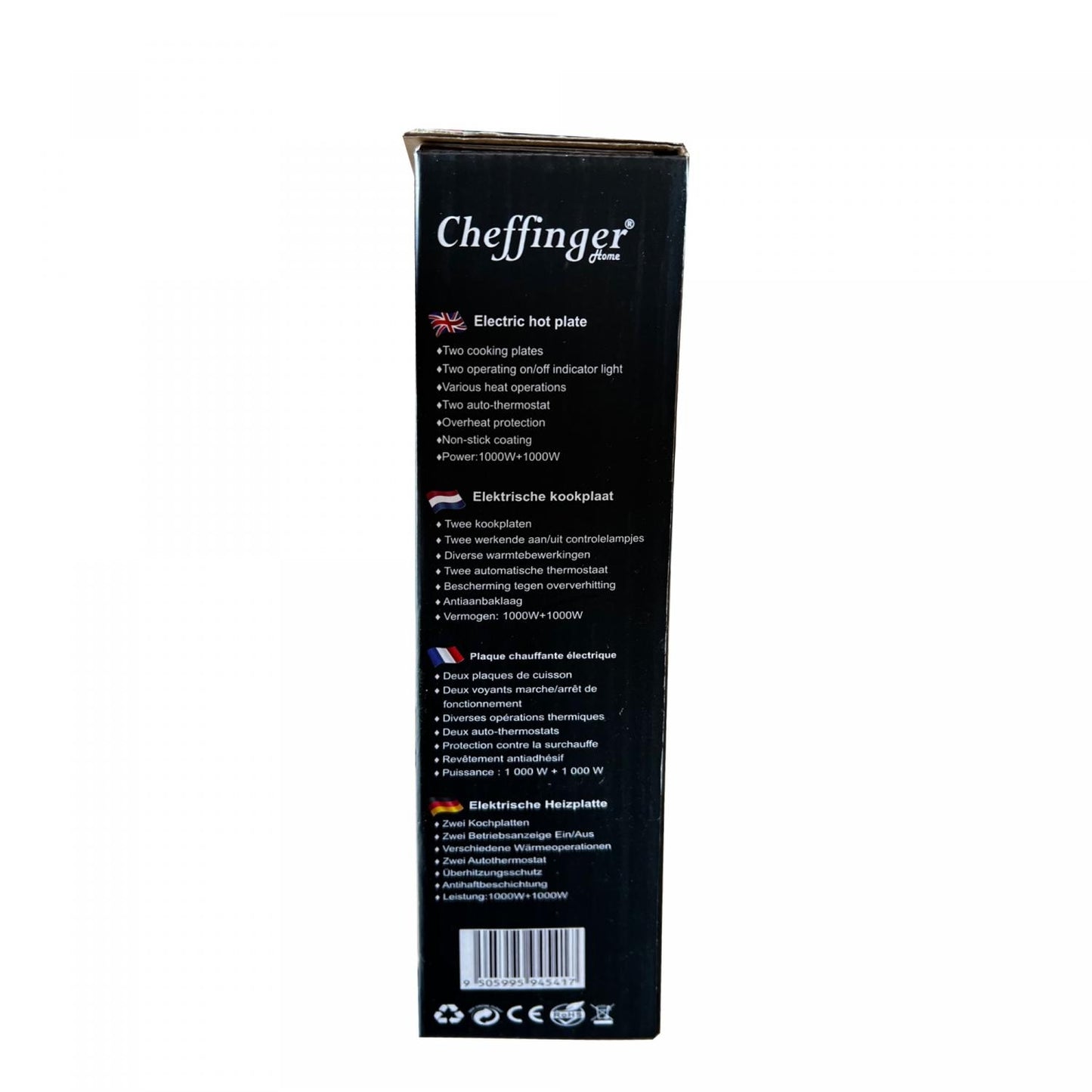 Cheffinger CF-EHD1000: 1000W Electric Hot Plate - Double