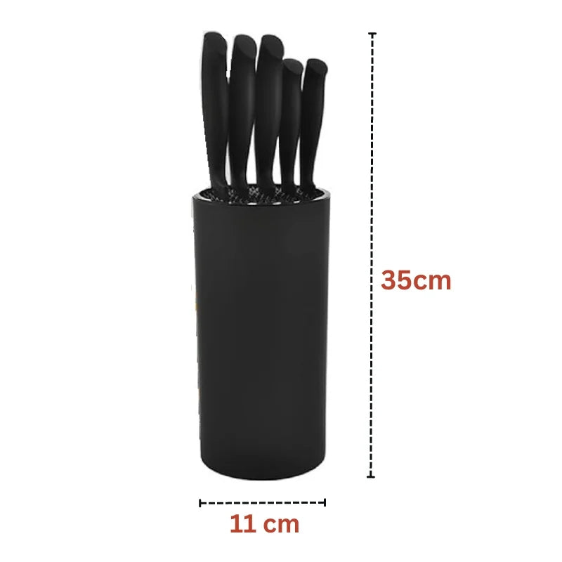 Cheffinger CF-JJ06: 6 Pieces Non-Stick Kitchen Knife Set with Diamond Design - Black