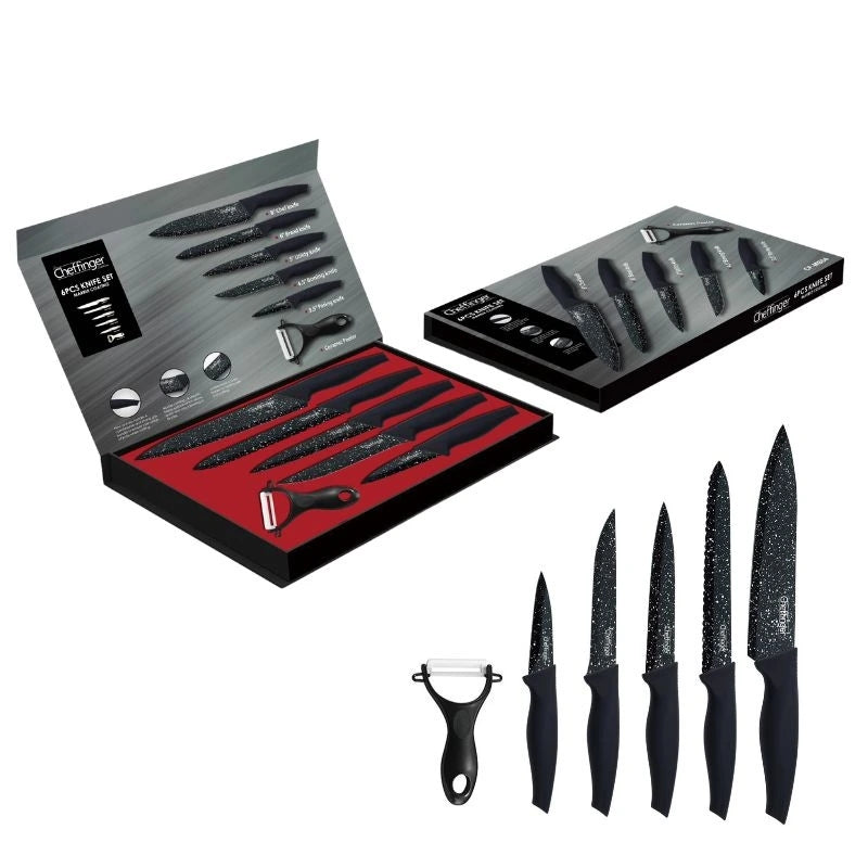 Cheffinger CF-MB04: 6 Pieces Marble Coated Knife Set