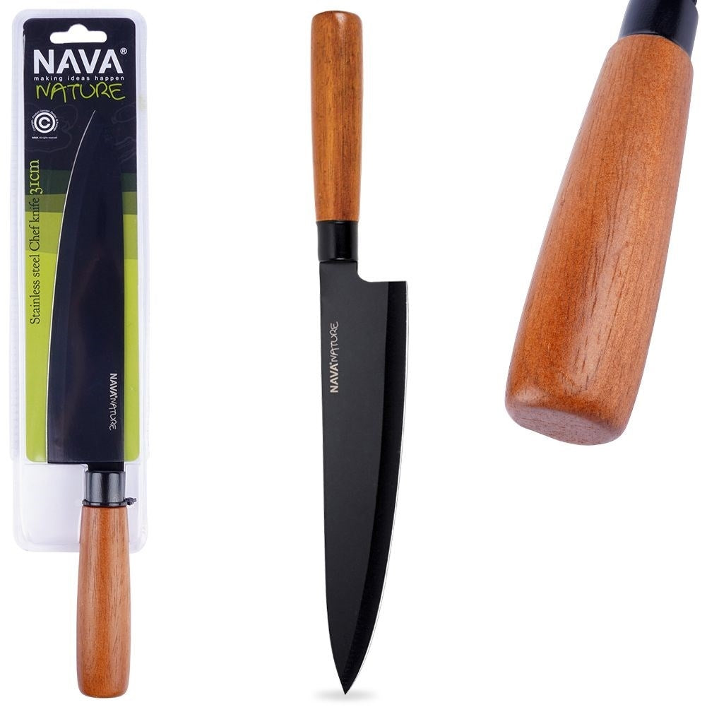 Chef's knife 19 cm: Ergonomic Wooden Handle, Elegant Black