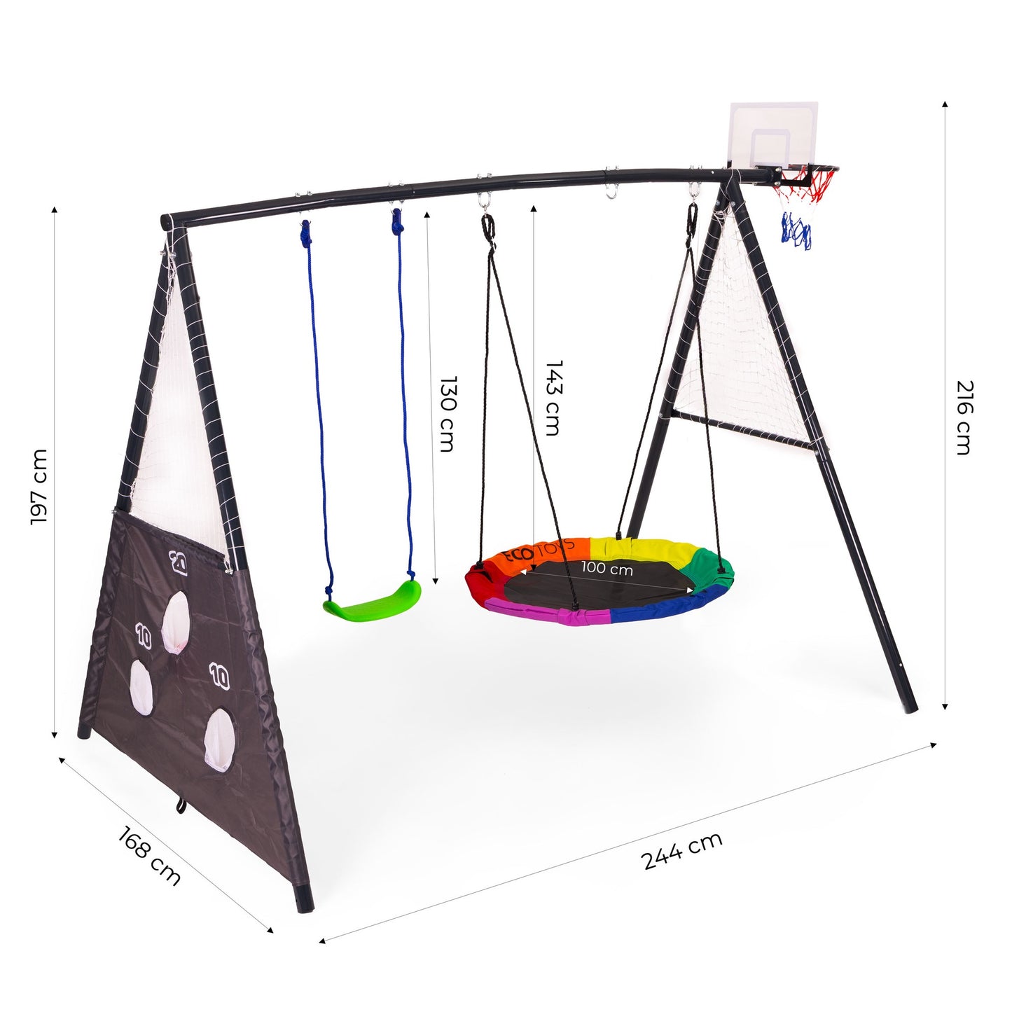 Children's 4-in-1 Garden Swing Set with Nest & Hoop