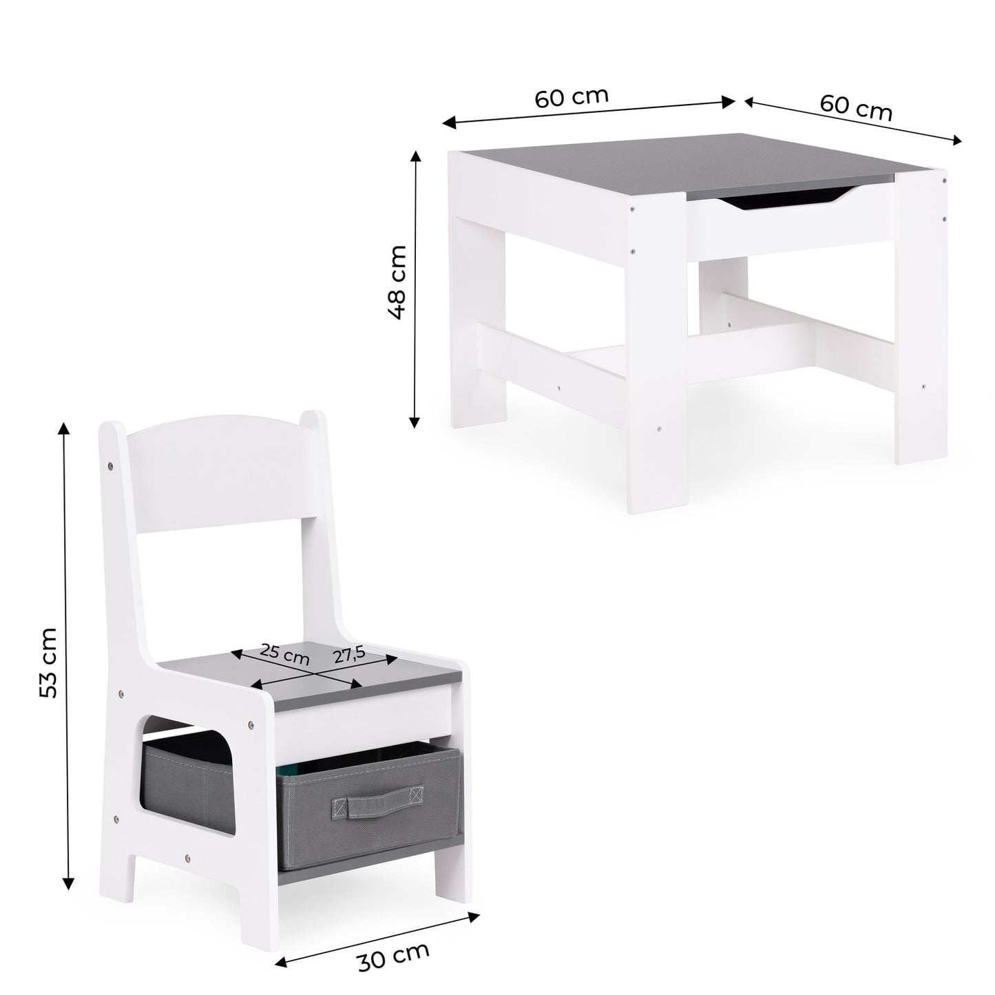Children’s Furniture Set – Table + 2 Chairs with Chalkboard ECOTOYS