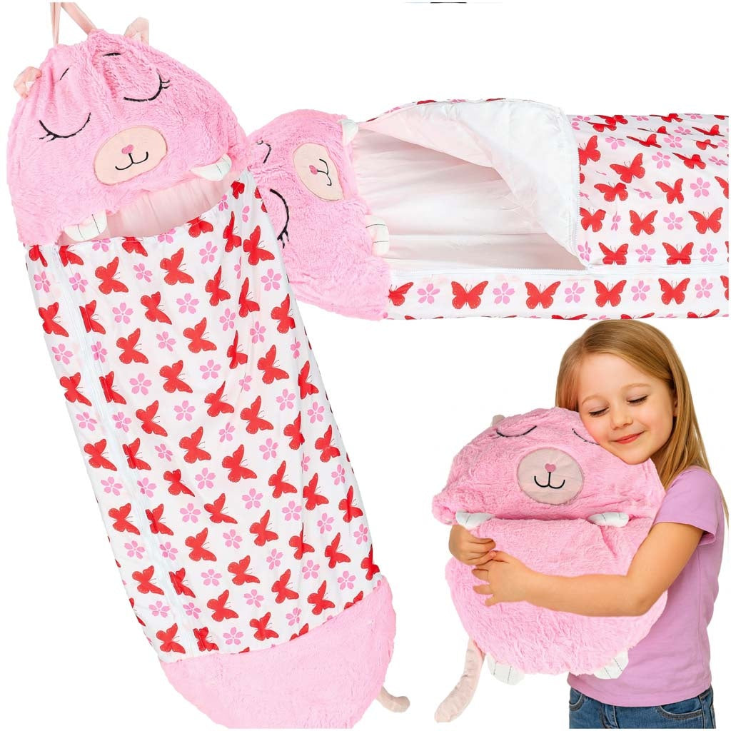 Children's Sleeping Bag with Pillow, 2-in-1, 135x50cm, Pink