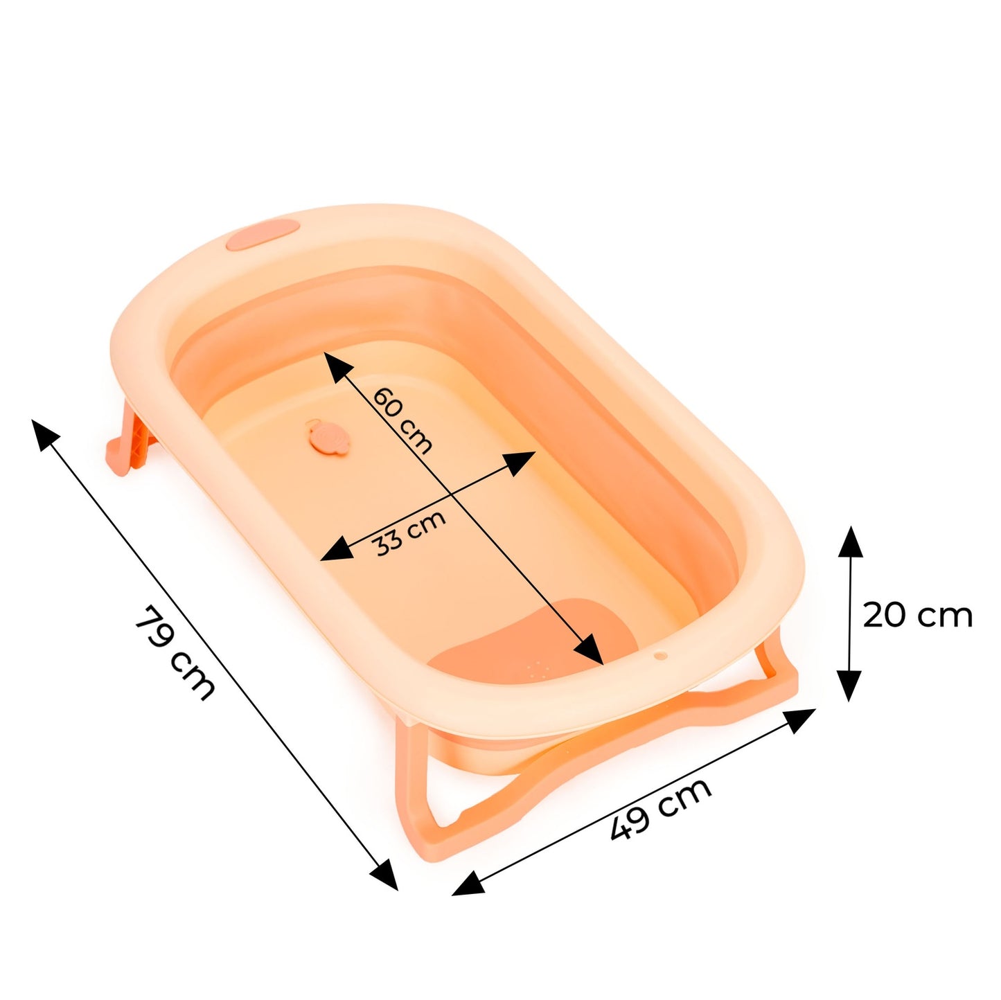 Children's bathtub, foldable tourist bathtub with drain, pink