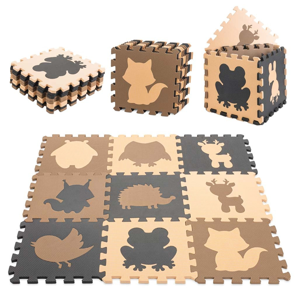 Children's foam mat puzzle 9el. beige-brown foil