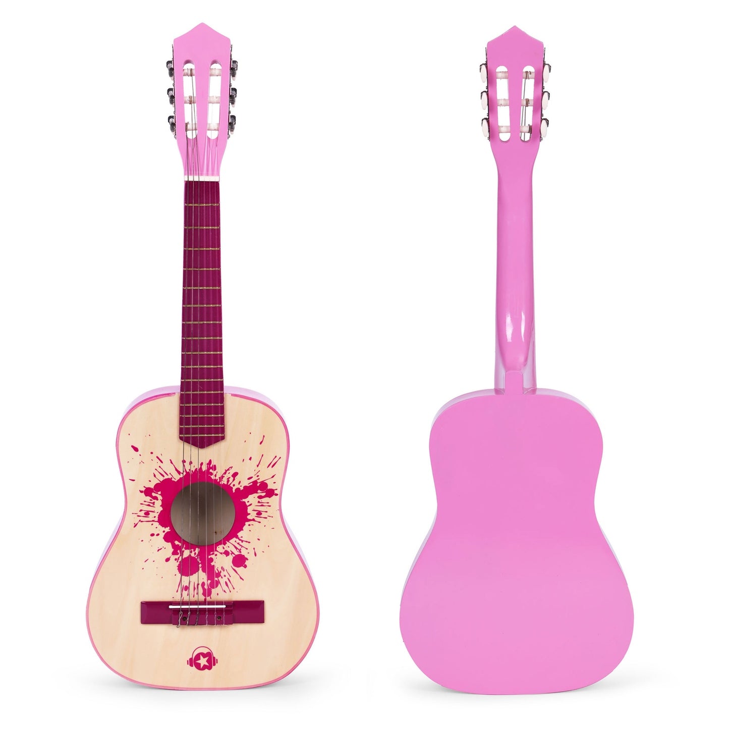 Children's guitar pink large - 34 wooden 6 strings metal and nylon ECOTOYS
