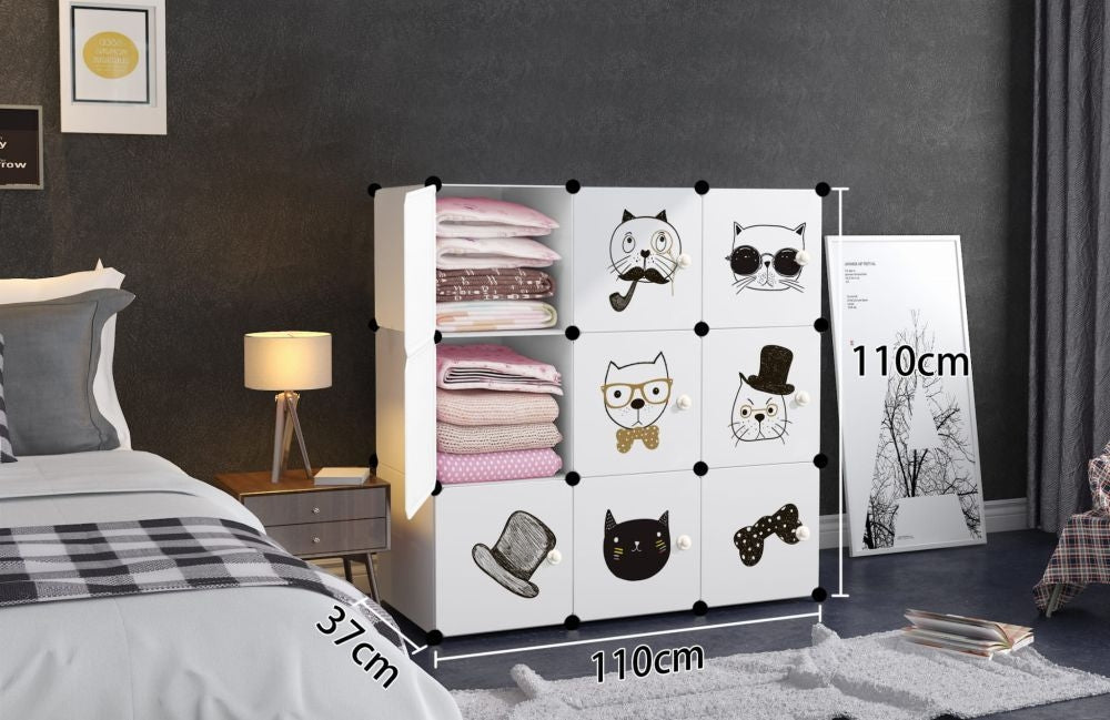 Children's modular cabinet, children's shelf, 9x - cats