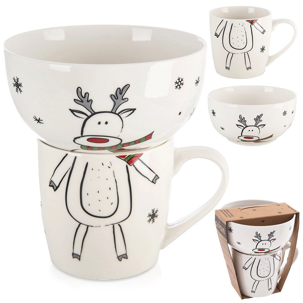 Children's porcelain mug with bowl, 2 pieces