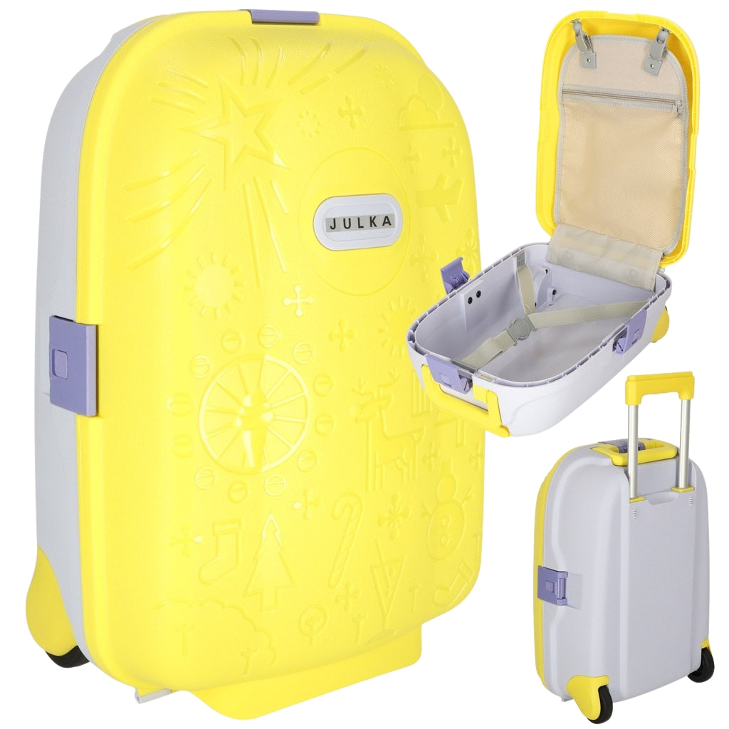 Children's travel case on wheels hand luggage yellow