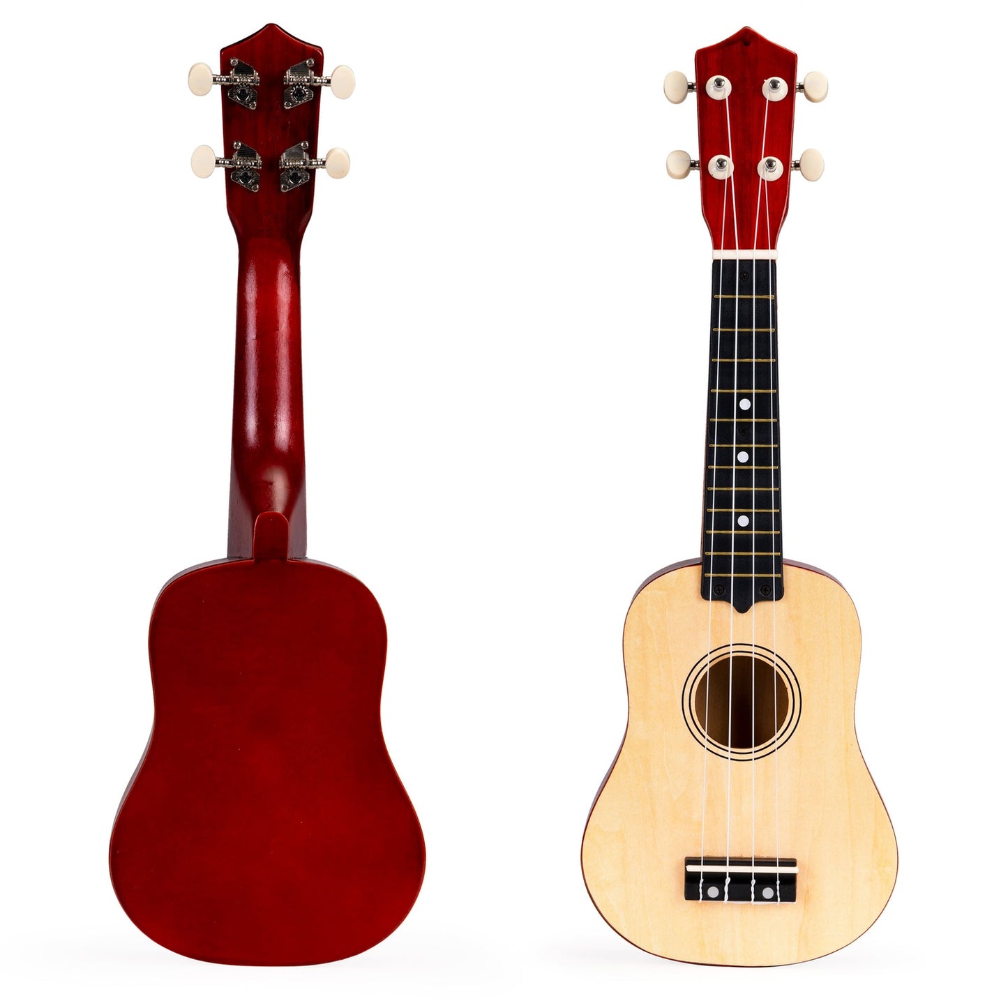 Children's wooden ukulele guitar with 4 nylon strings, brown ECOTOYS