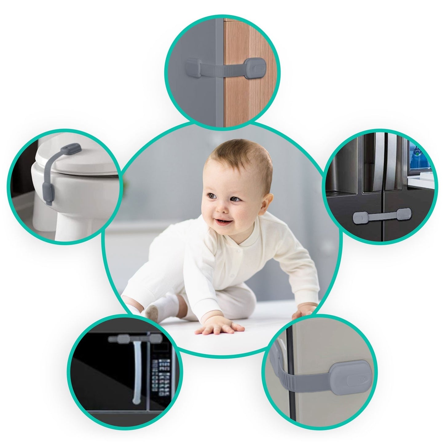 Child safety lock for cabinets Ricokids 798101, 6 pcs, grey