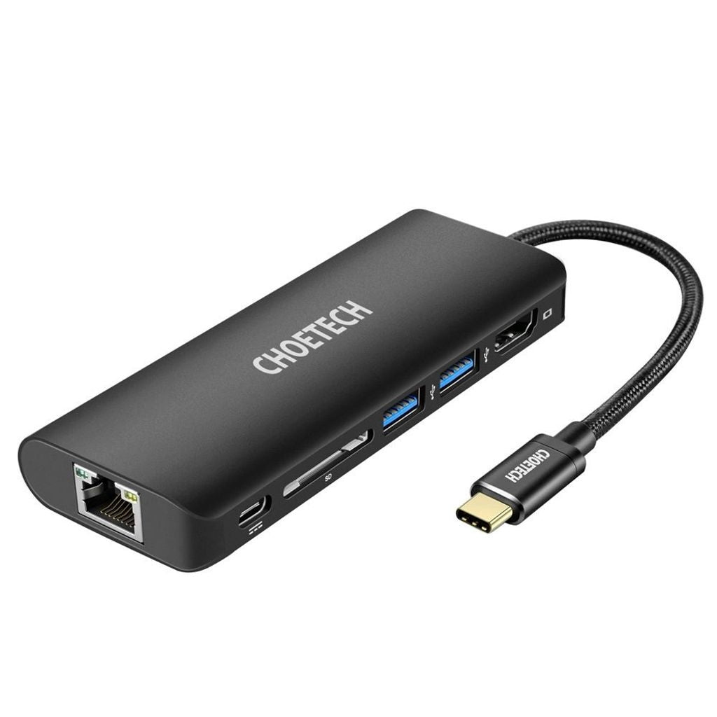 Choetech 6in1 USB-C hub/docking station 100W PD HDMI/RJ45/SD/USB-C/USB-A