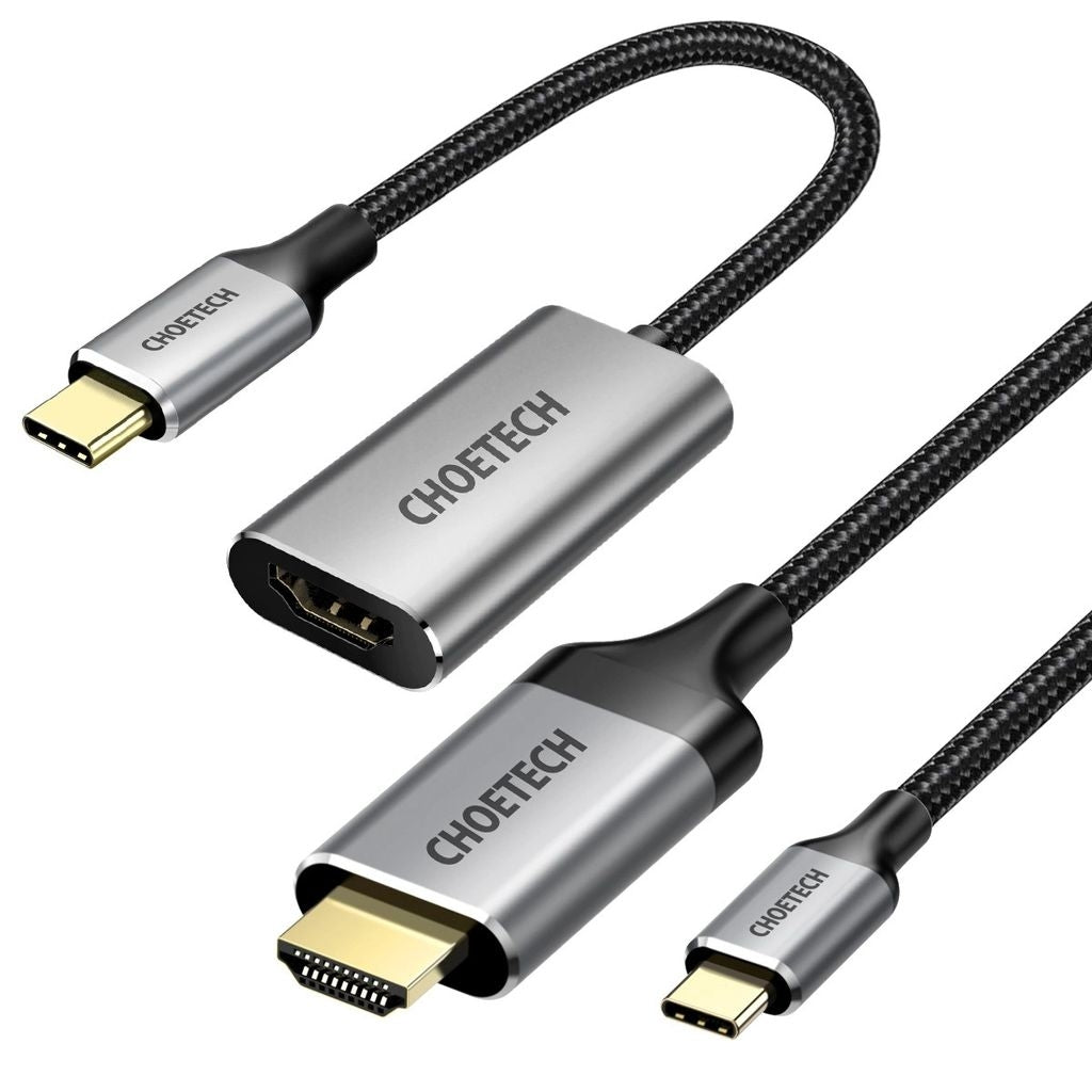 Choetech Adapter set USB-C to HDMI 2.0 female (3840x2160@60Hz) + USB-C - HDMI male (3840x2160@60Hz), 2m