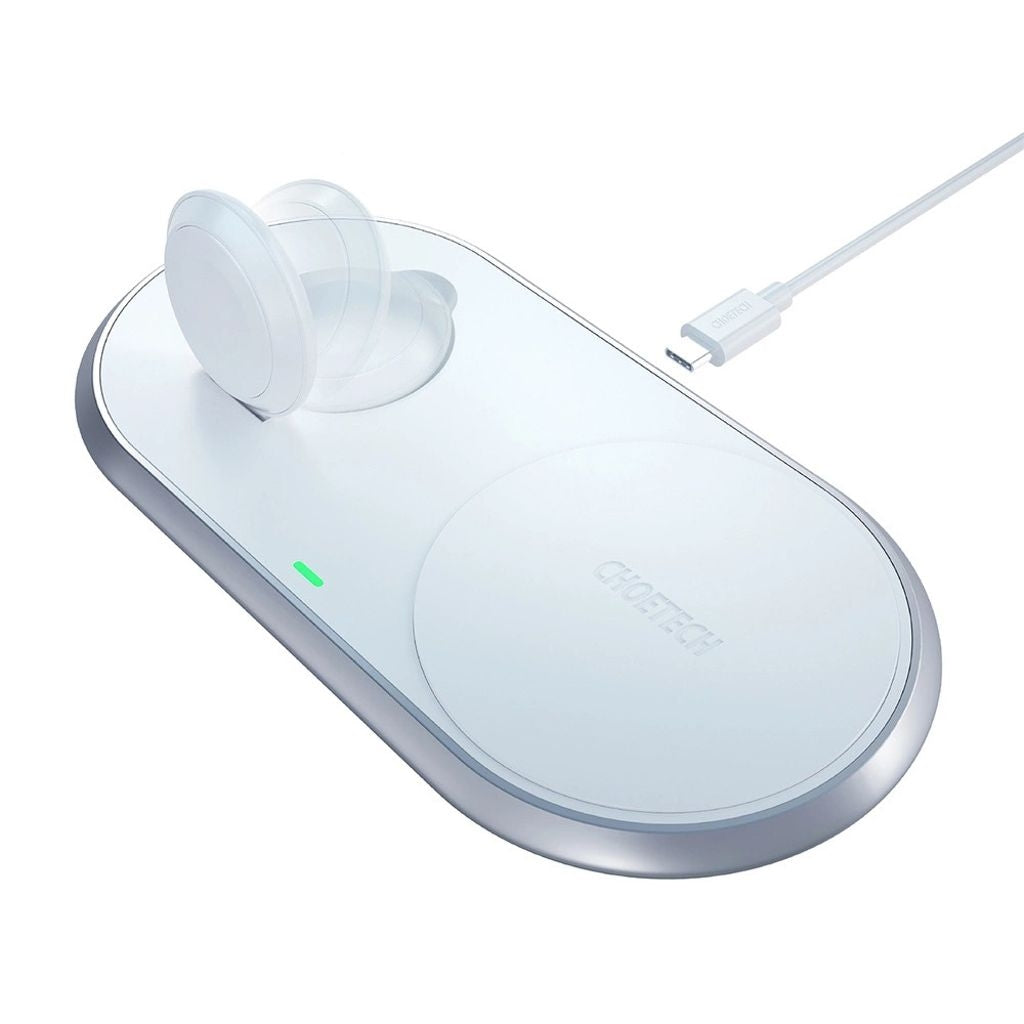 Choetech Qi 2in1 Wireless Charger for Smartphones / Apple Watch with Stand (MFI) - White
