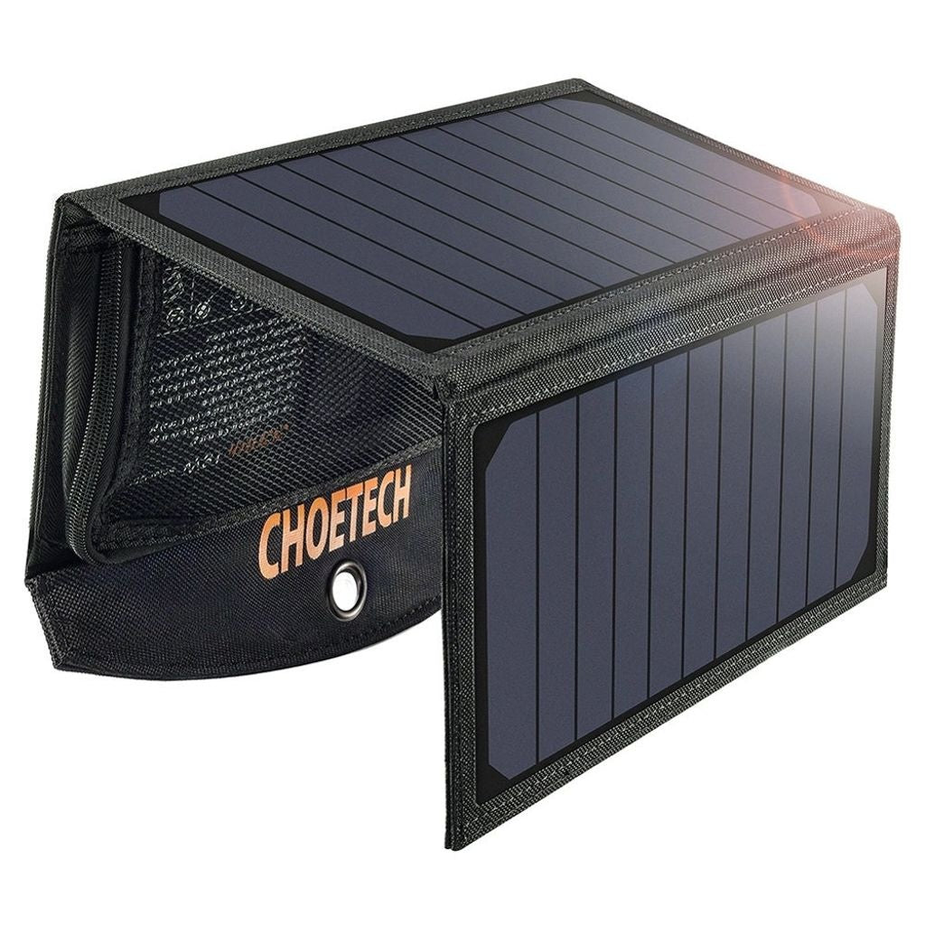 Choetech foldable solar charger 19W, 2x USB - Black