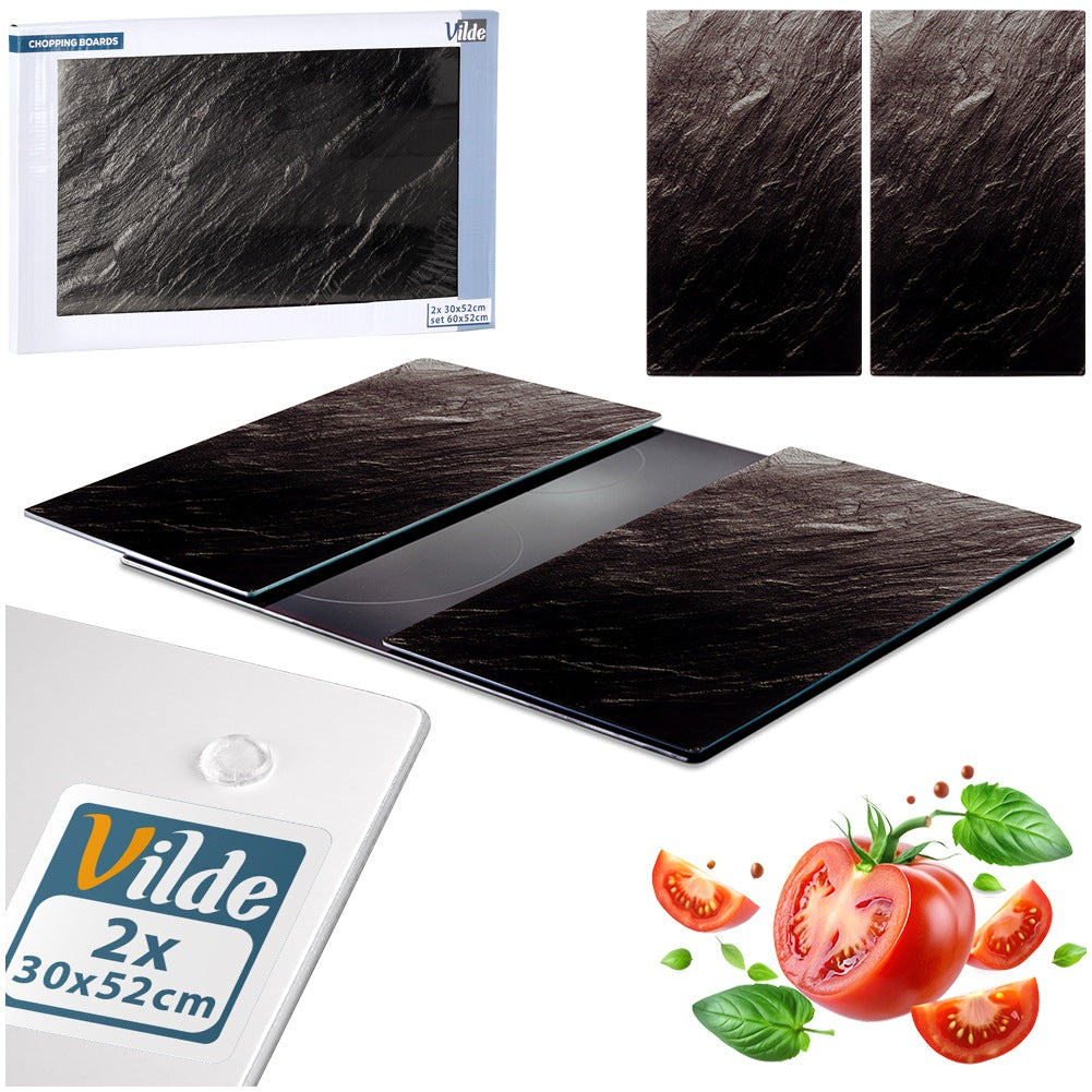Chopping board and glass cooker cover 60x52 cm 2 pcs.