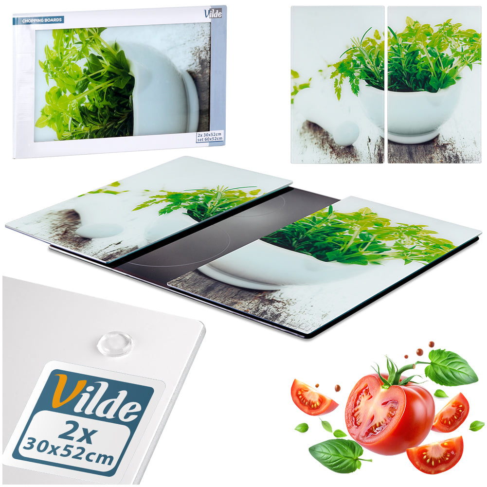Chopping board and glass cooker cover 60x52 cm 2 pcs.