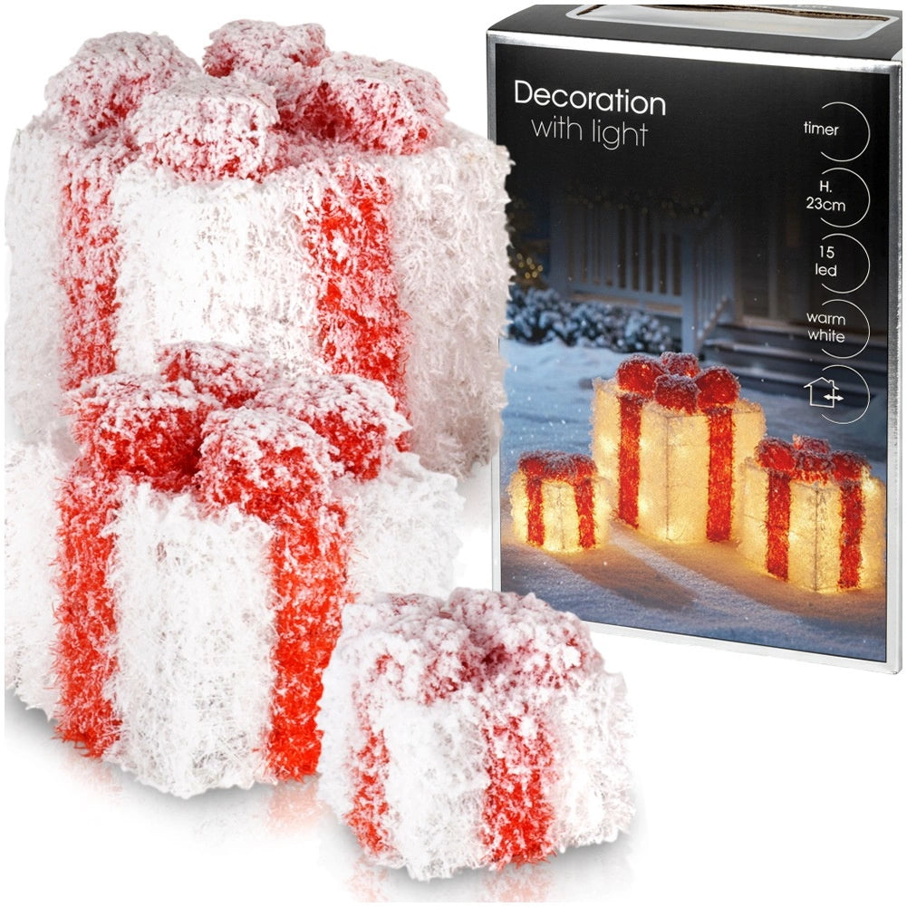 Christmas LED Gift Boxes, Set of 3, Indoor/Outdoor