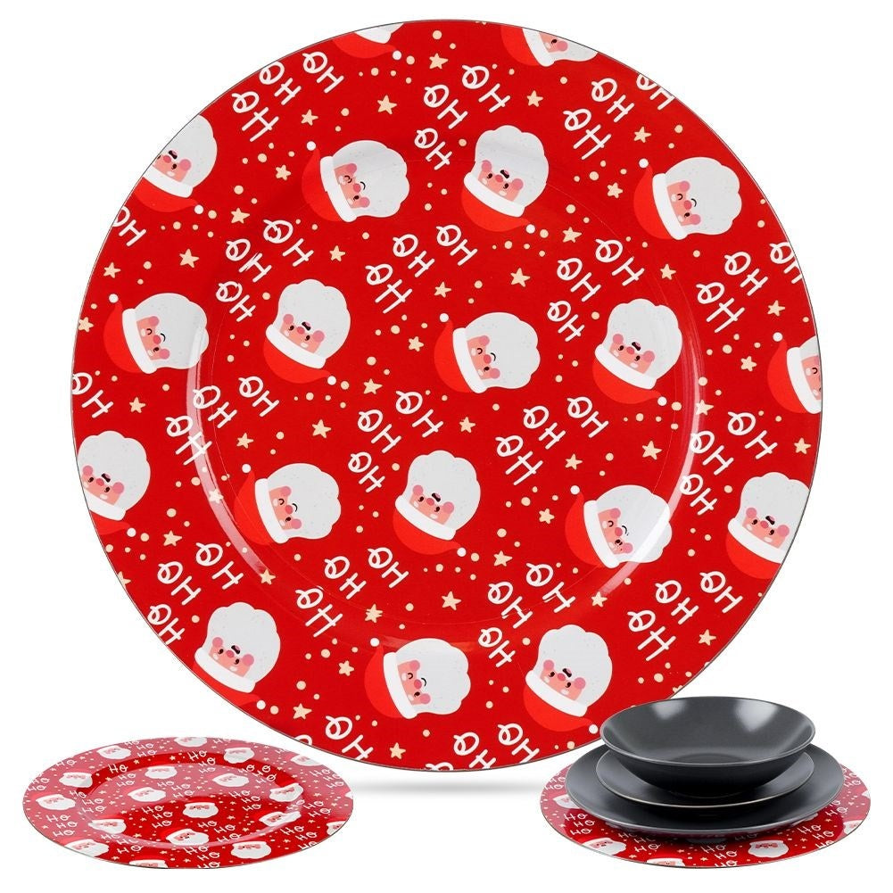 Christmas Red Round Placemat 33 cm with Santa motif