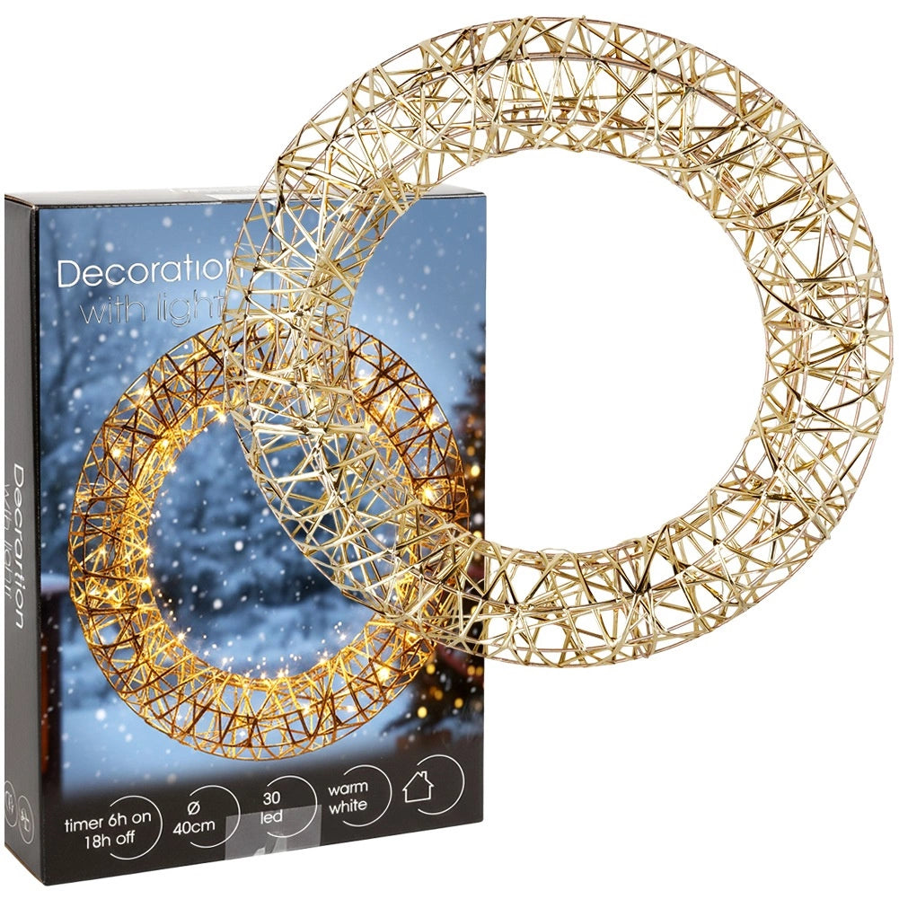 Christmas Wreath 40 cm, 30 LED Warm White Lights