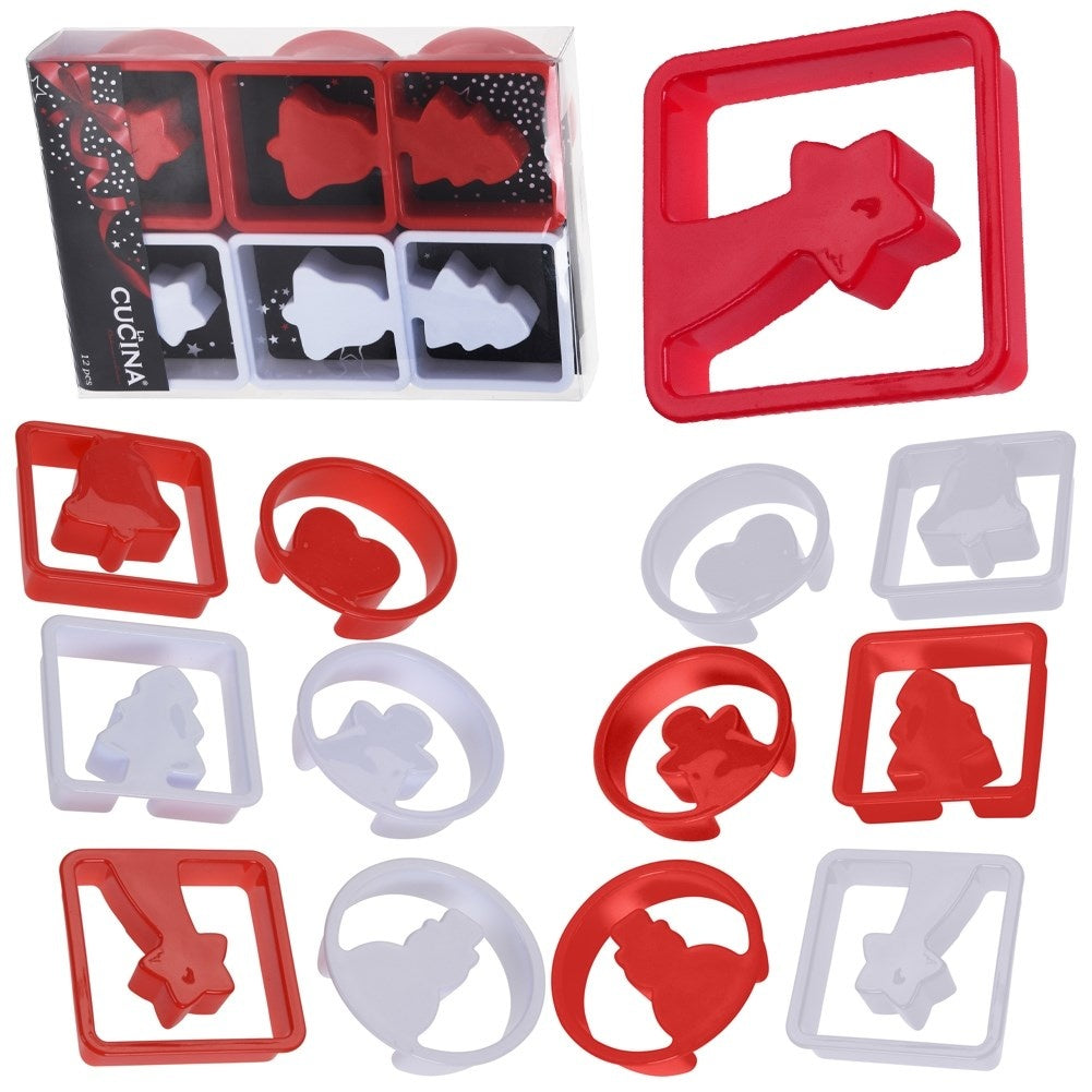 Christmas cookie cutters: 12 durable gingerbread molds in white and red