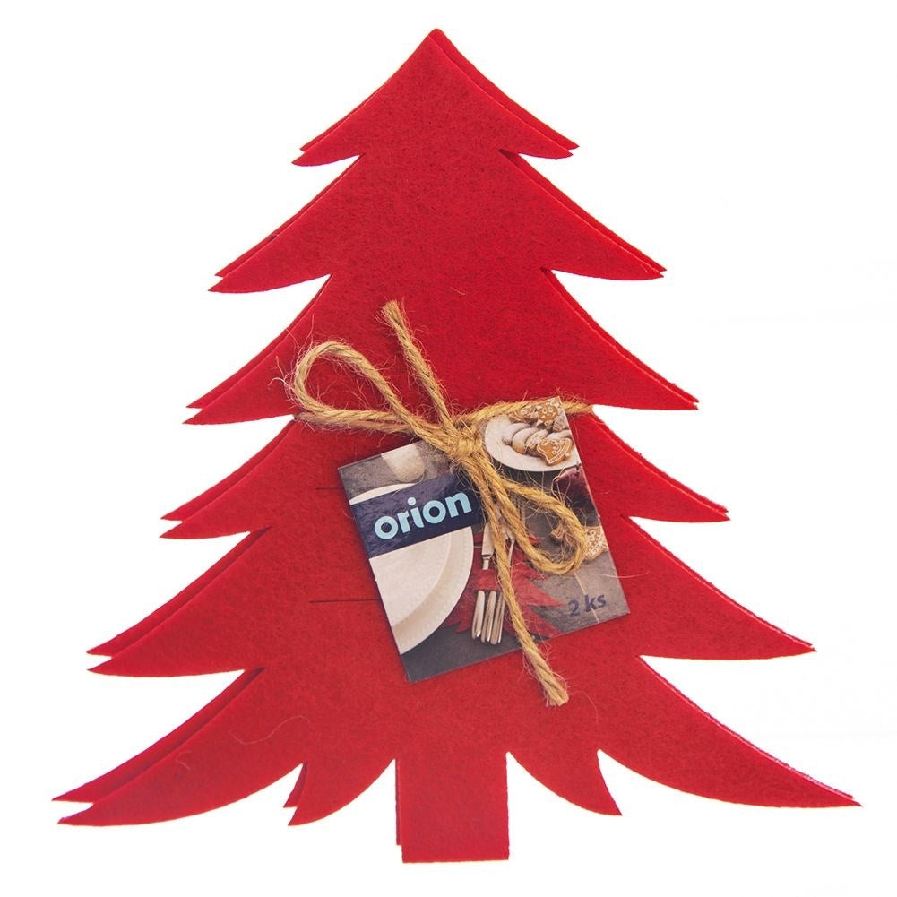 Christmas cutlery case in red felt - 2 Christmas tree-shaped sets