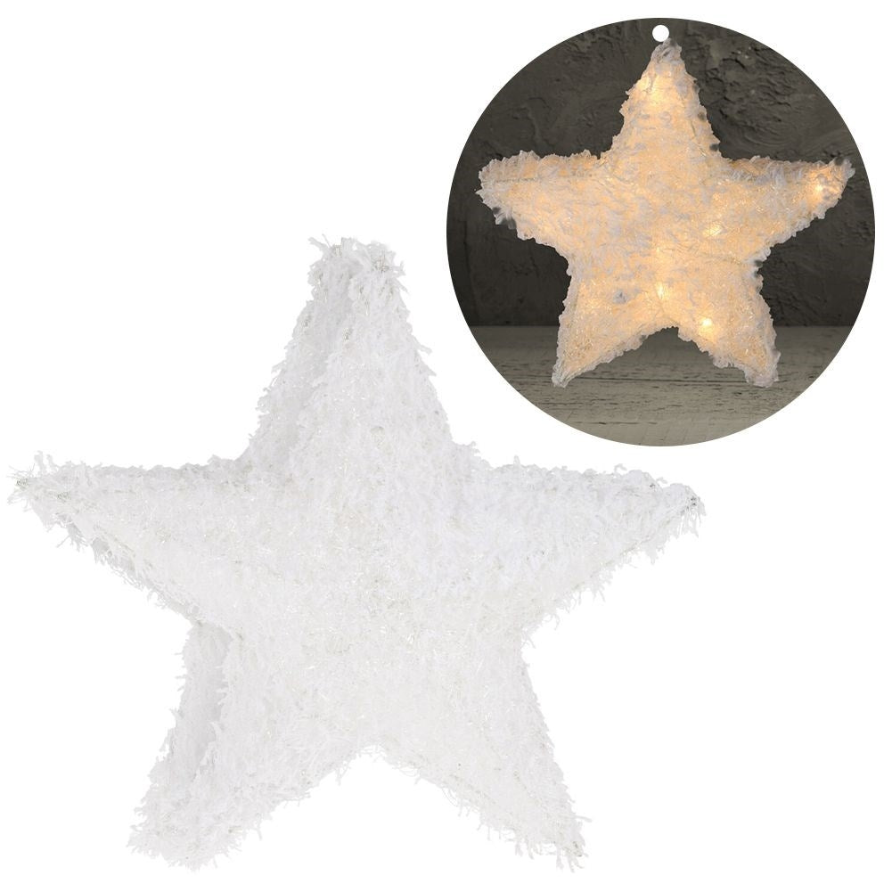 Christmas star with 15 LED lights, snow-covered and unique