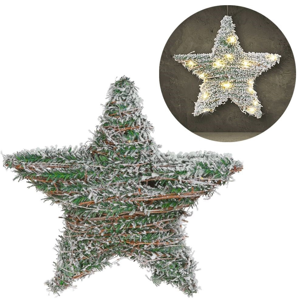 Christmas star with snow effect and 20 LED lights