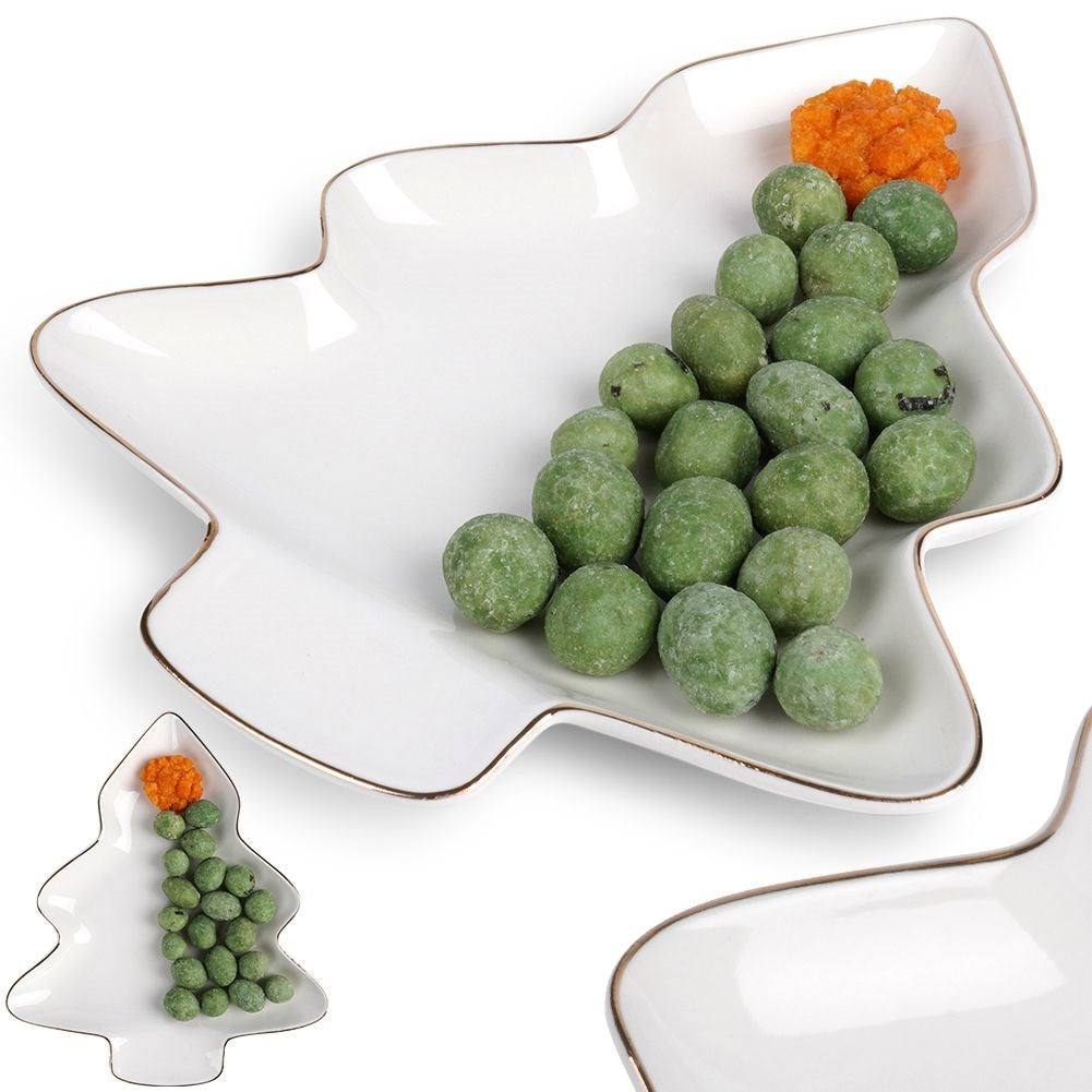 Christmas tree plate in porcelain with gold details - Perfect for Christmas!