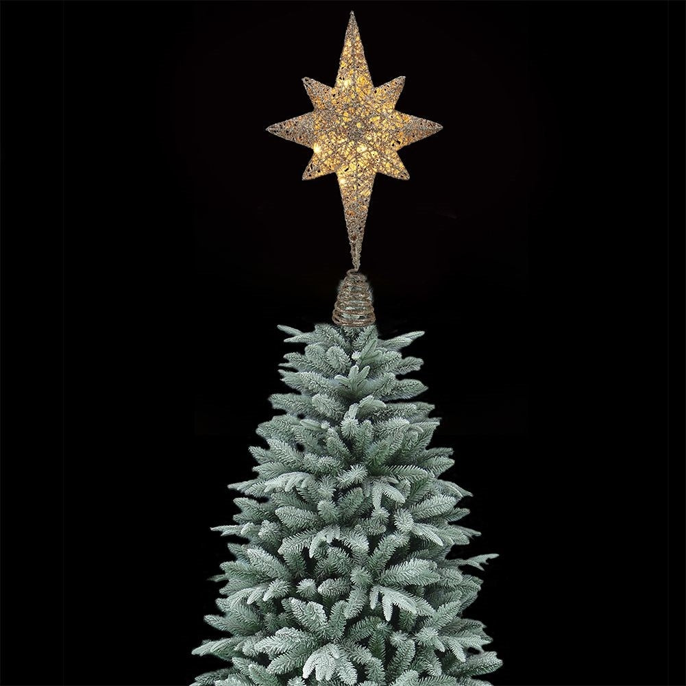 Christmas tree star with LED and glitter, durable and unbreakable