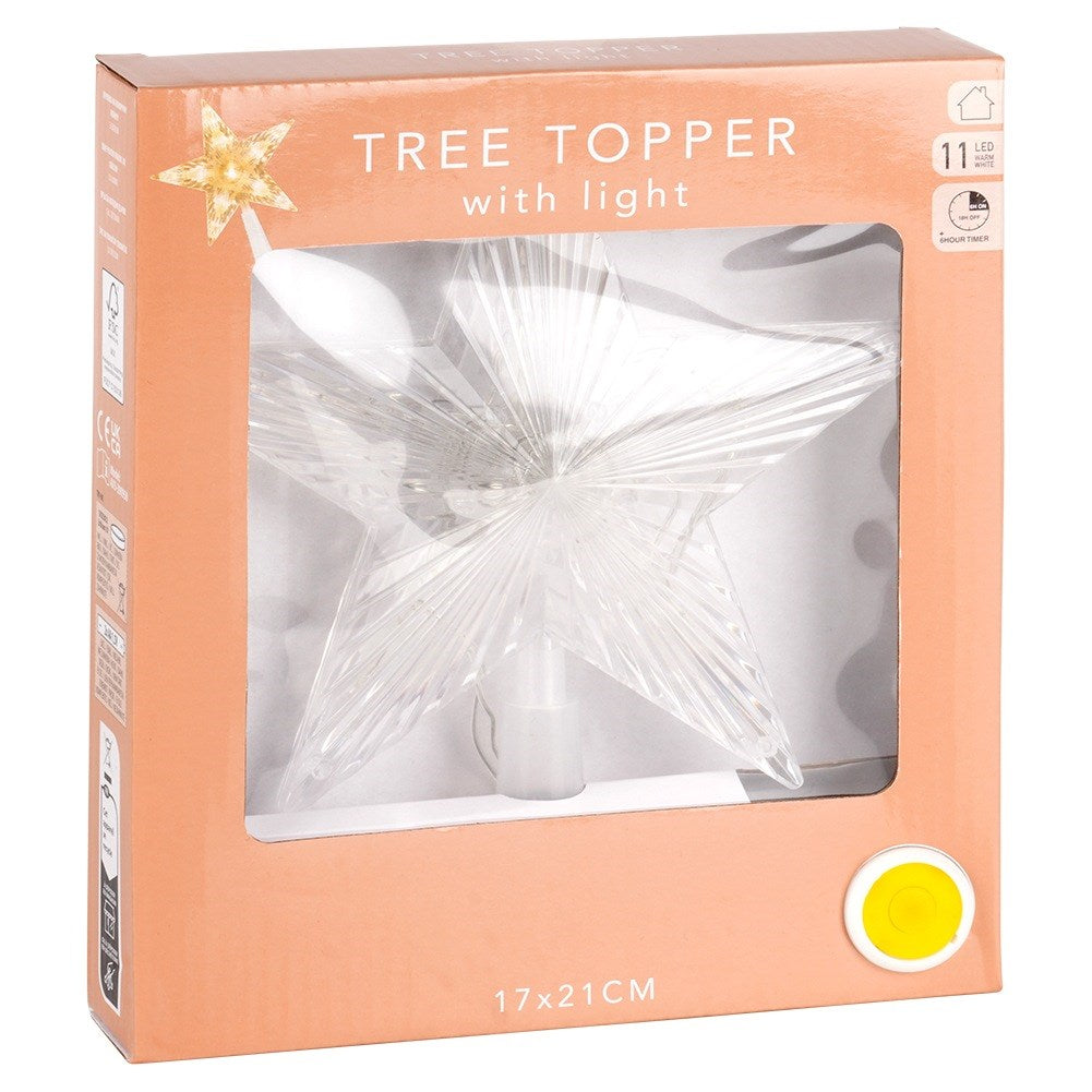 Christmas tree topper, shining star, 11 LED, 21 cm