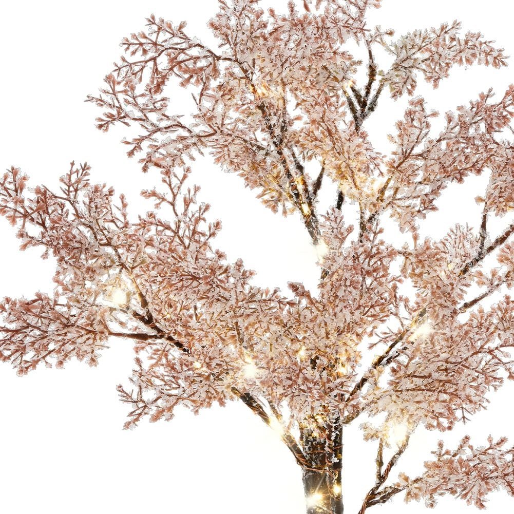 Christmas tree with 29 LED lights in dirty pink with snow effect
